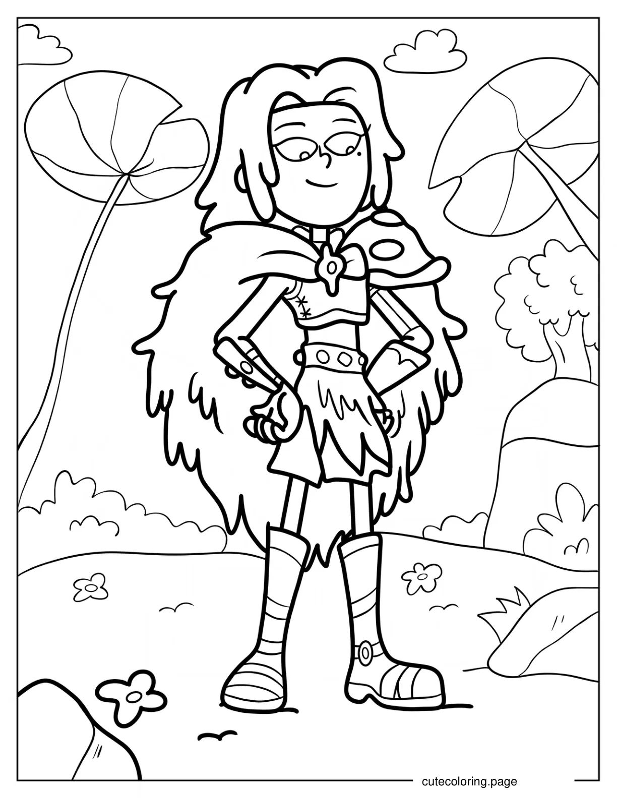 Amphibia Sasha Waybright Smiling Coloring Page coloring page