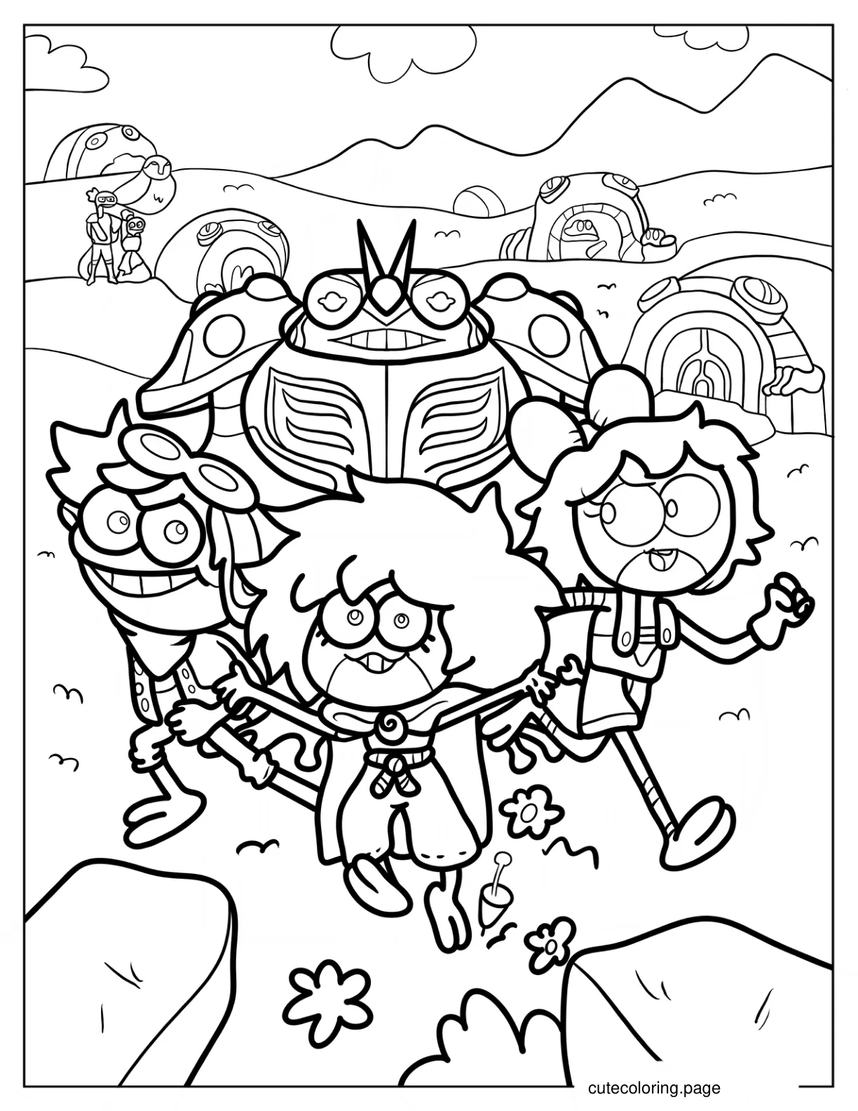 Amphibia Sprig Ivy And Polly Coloring Sheet coloring page