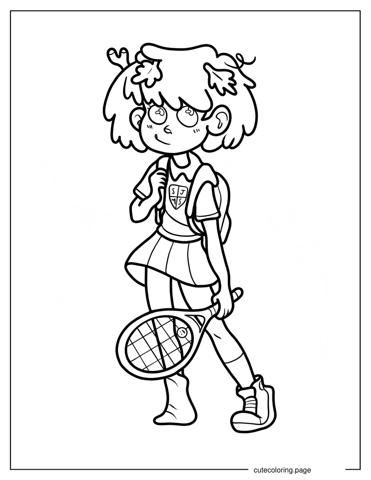 Anne Boonchuy Holding Tennis Racket Coloring Sheet For Kids coloring page