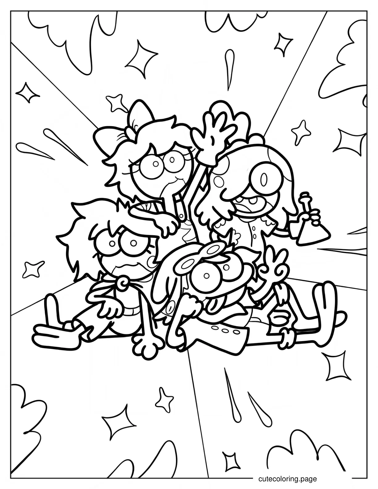 Kawaii Teen Frogs Amphibia Coloring Page For Kids coloring page