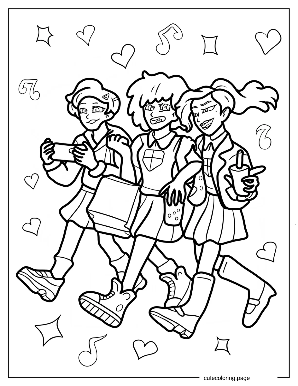 Marcy Anne And Sasha Shopping Coloring Sheet coloring page