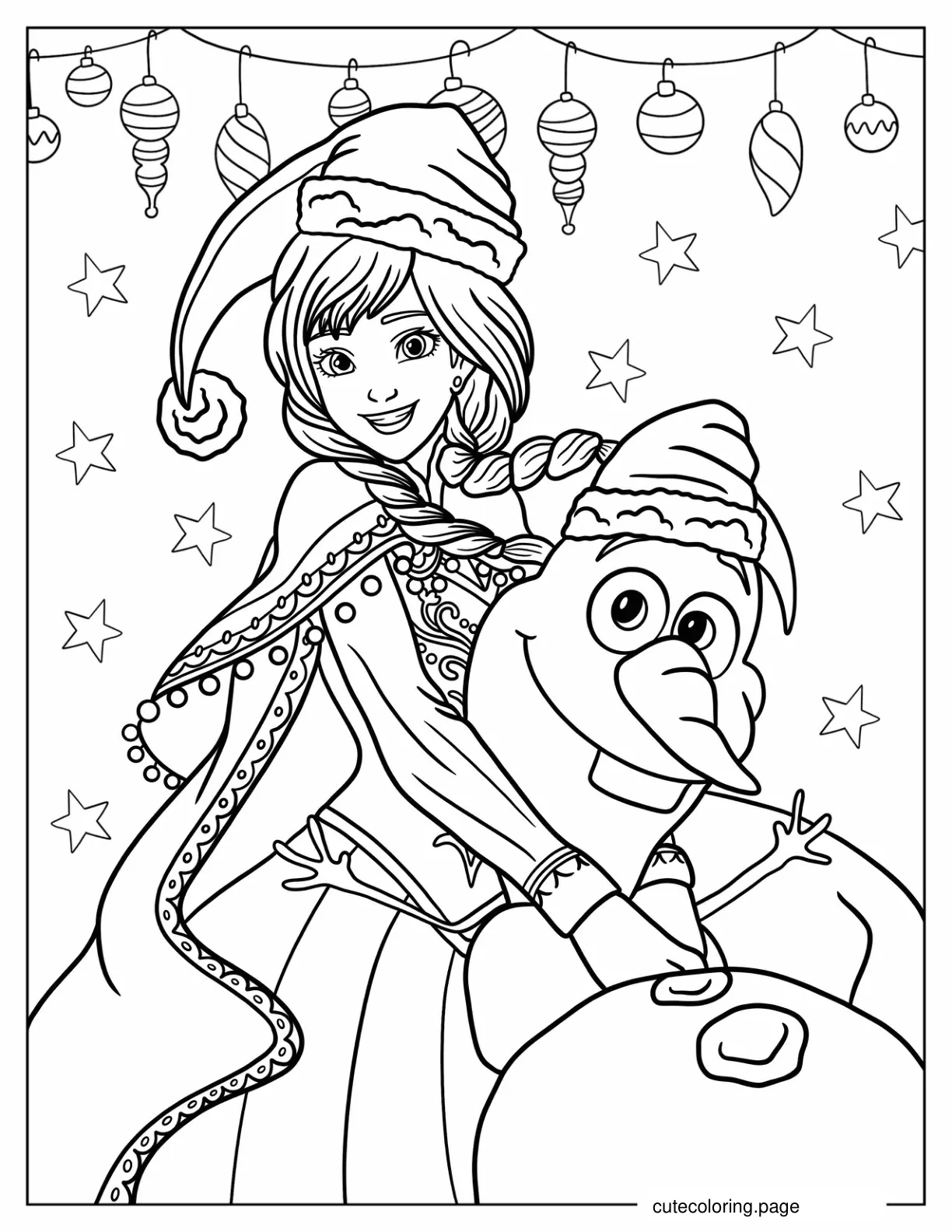 Anna And Olaf In Christmas Outfits Coloring Page coloring page