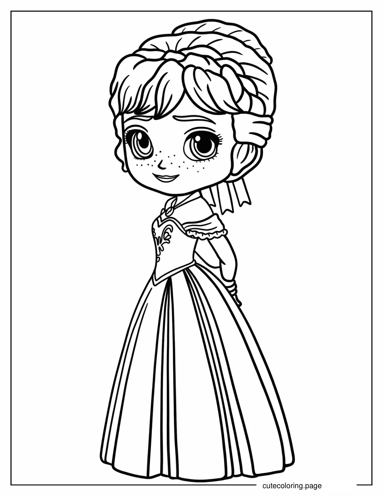 Chibi Anna Coloring Page For Kids coloring page