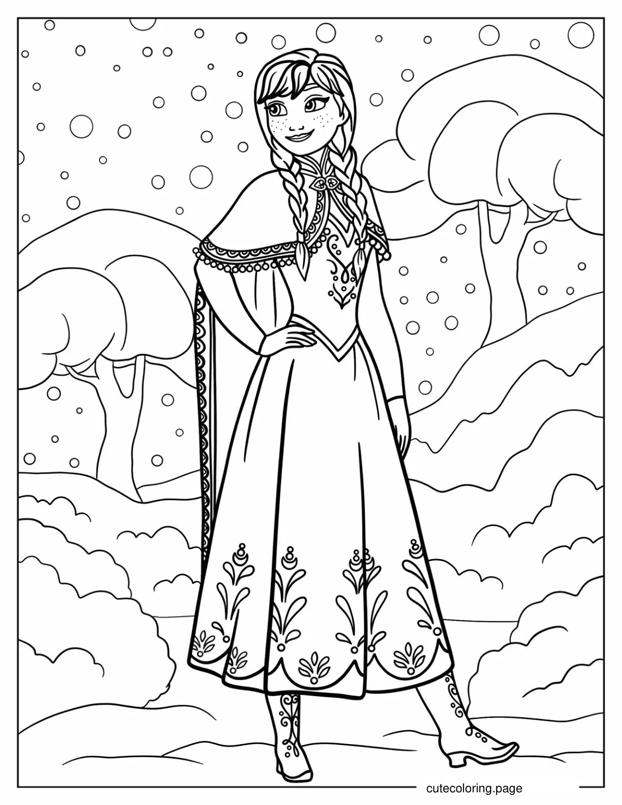 Detailed Anna In Winter Coloring Page coloring page