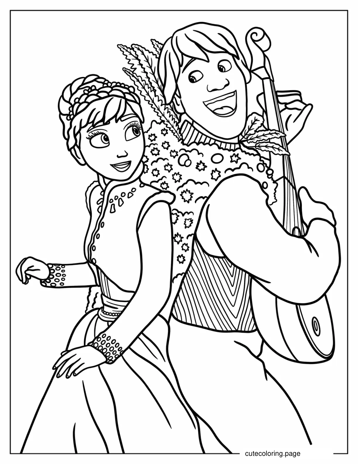 Kristoff Singing To Anna coloring page