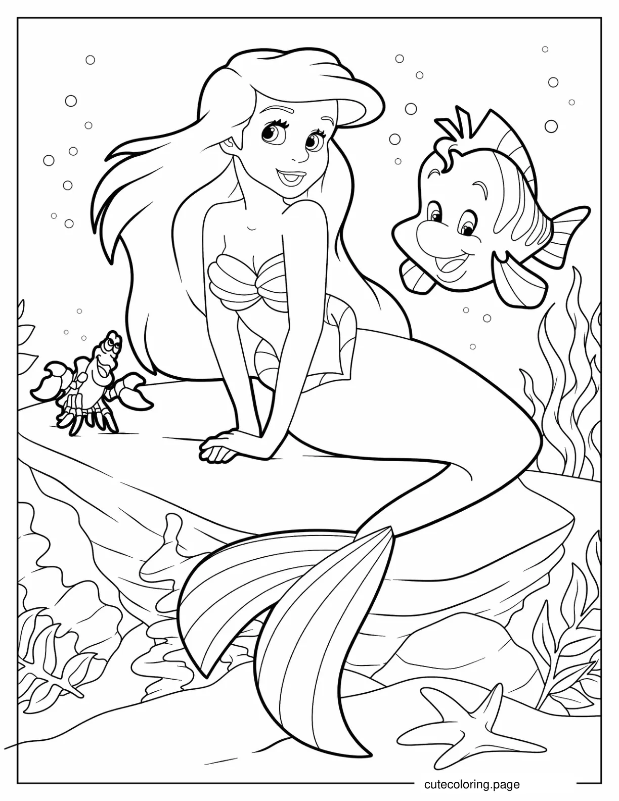 Ariel Sitting On Rock coloring page