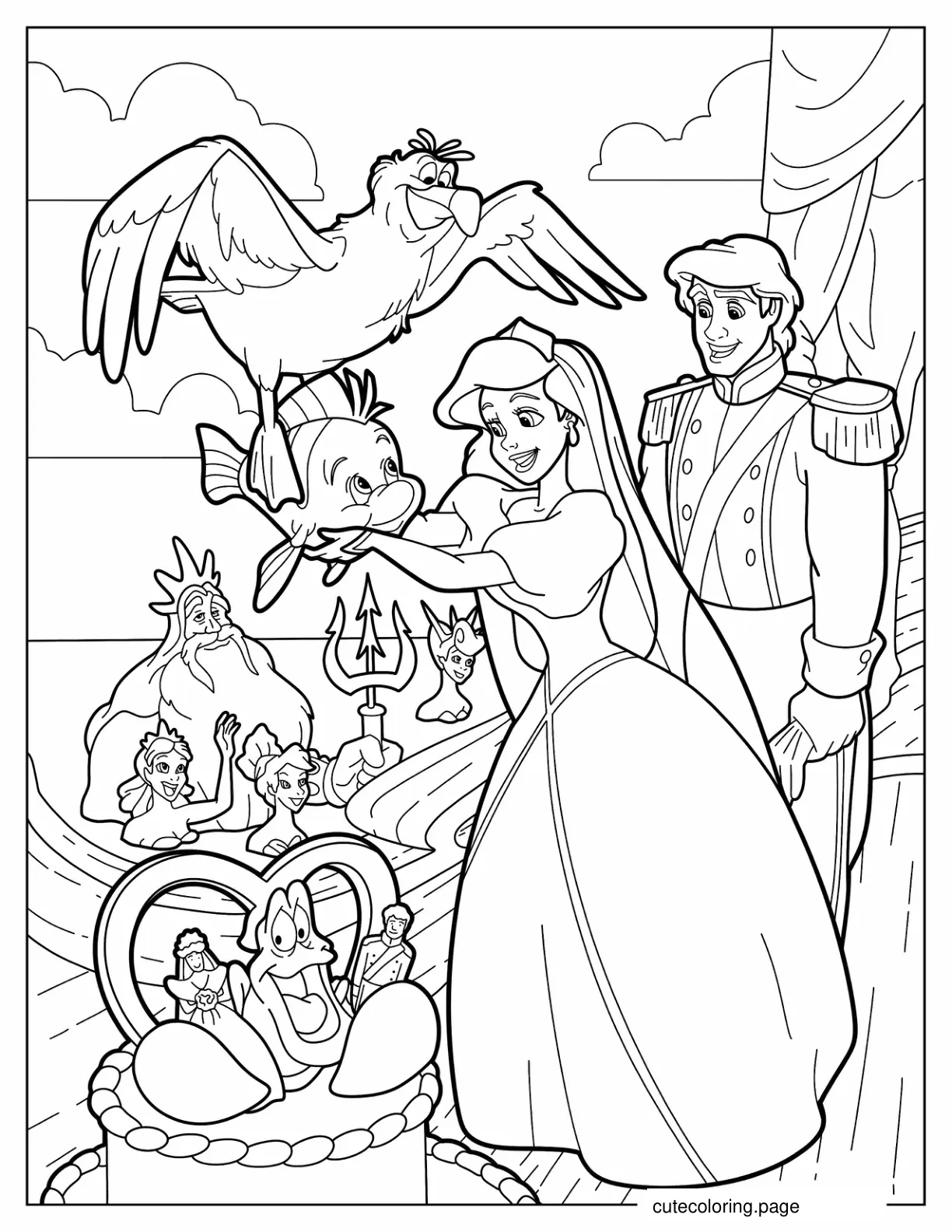 Ariel_s Wedding To Prince Eric coloring page