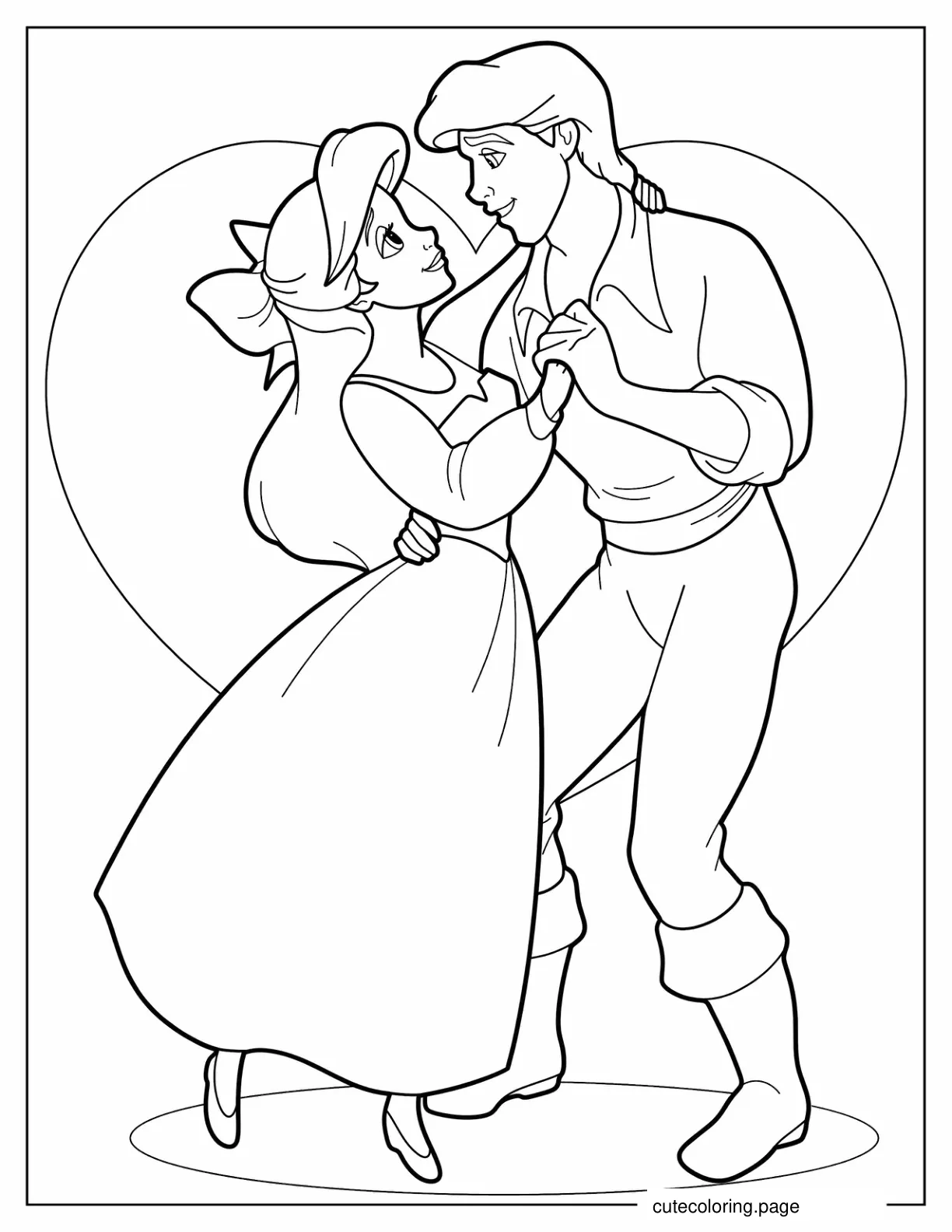 Coloring Sheet Of Ariel And Prince Eric In Love coloring page