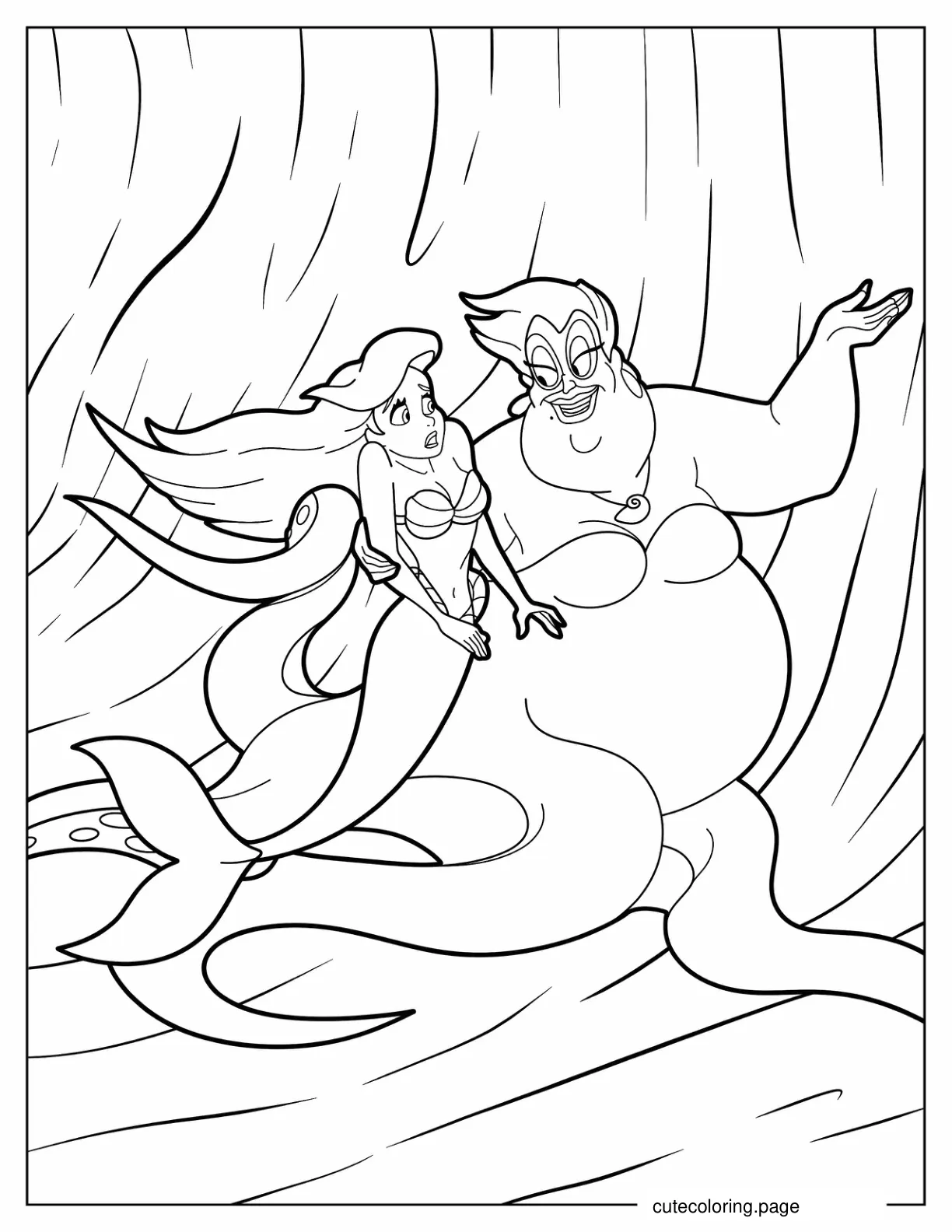 Coloring Sheet Of Ariel And Ursula coloring page