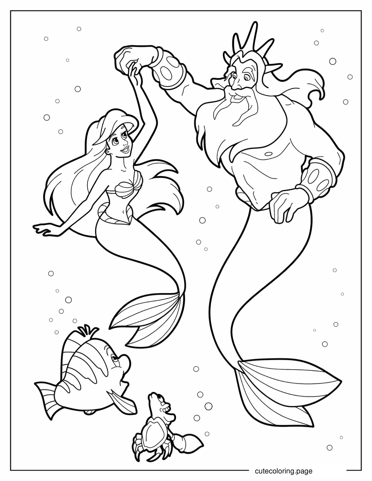 Coloring Sheet Of Ariel Dancing With Triton coloring page