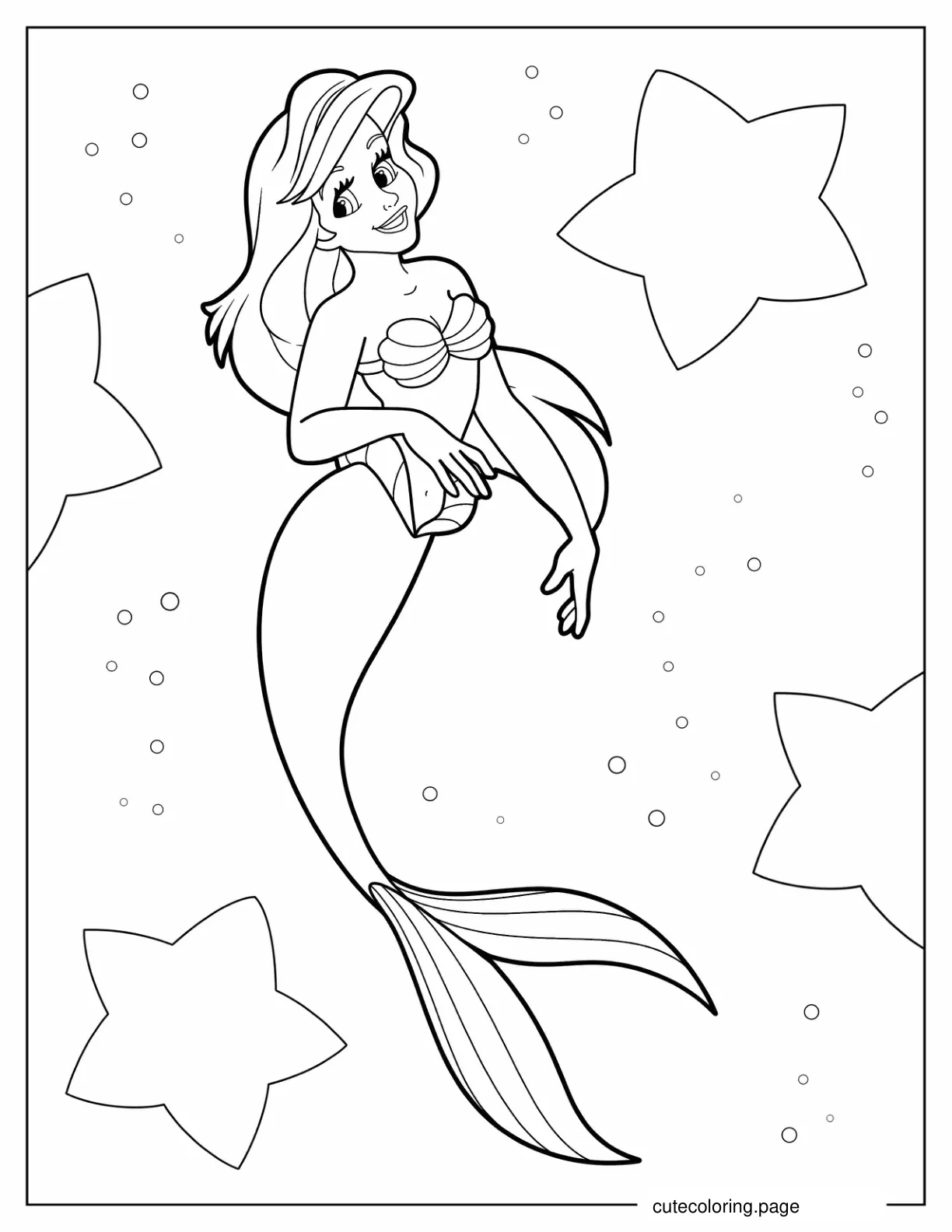 Easy Coloring Page Of Ariel For Kids coloring page