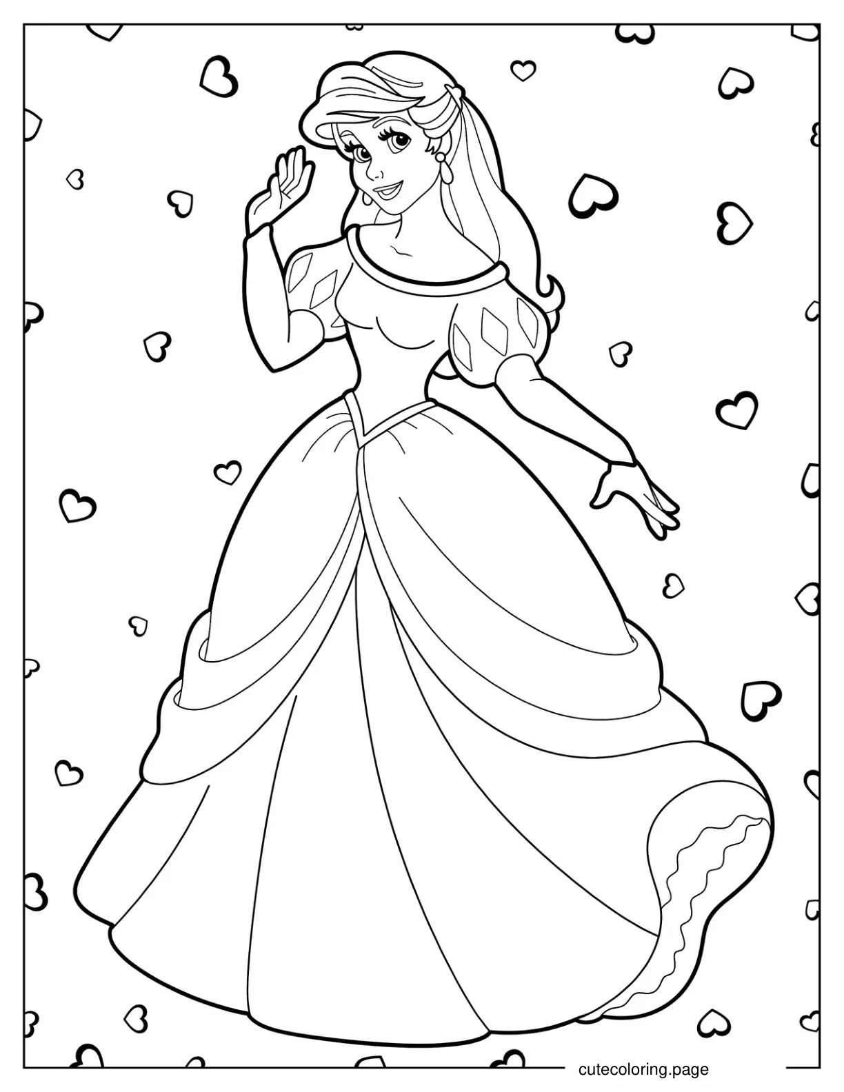 Human Ariel In Gown coloring page