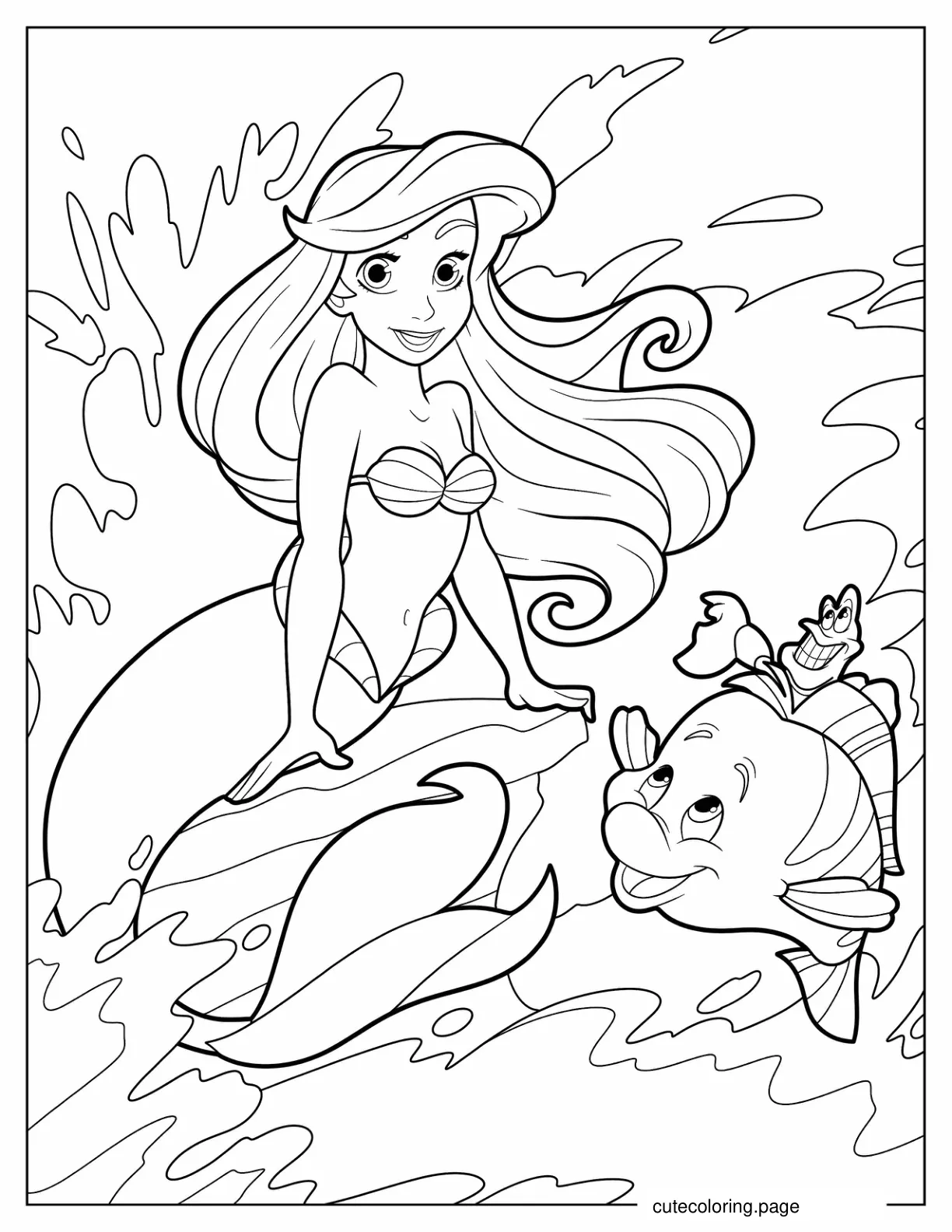 Iconic Little Mermaid Ariel Pose Coloring Page coloring page