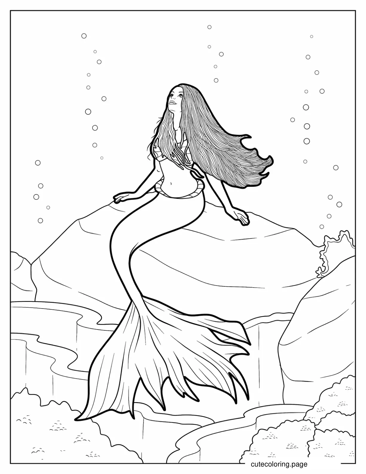 Realistic Ariel Under The Sea Coloring In coloring page