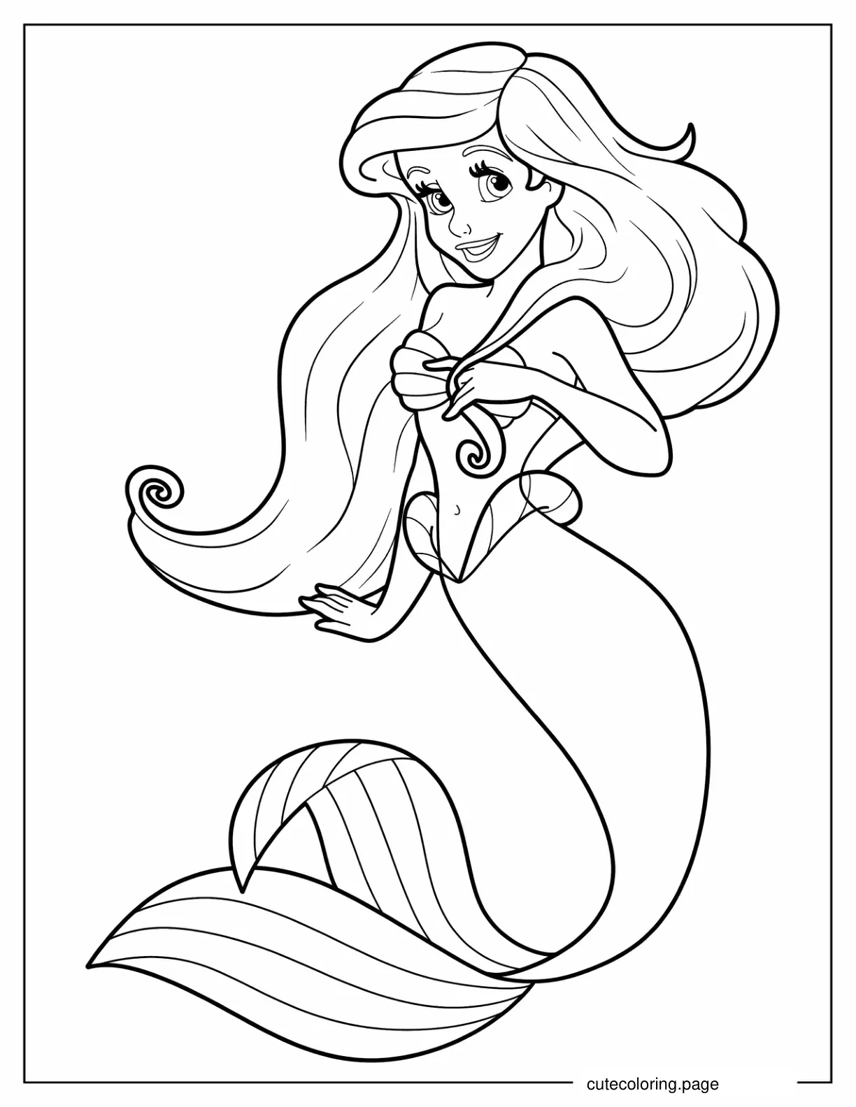 Simple Coloring Page Of Ariel For Preschoolers coloring page