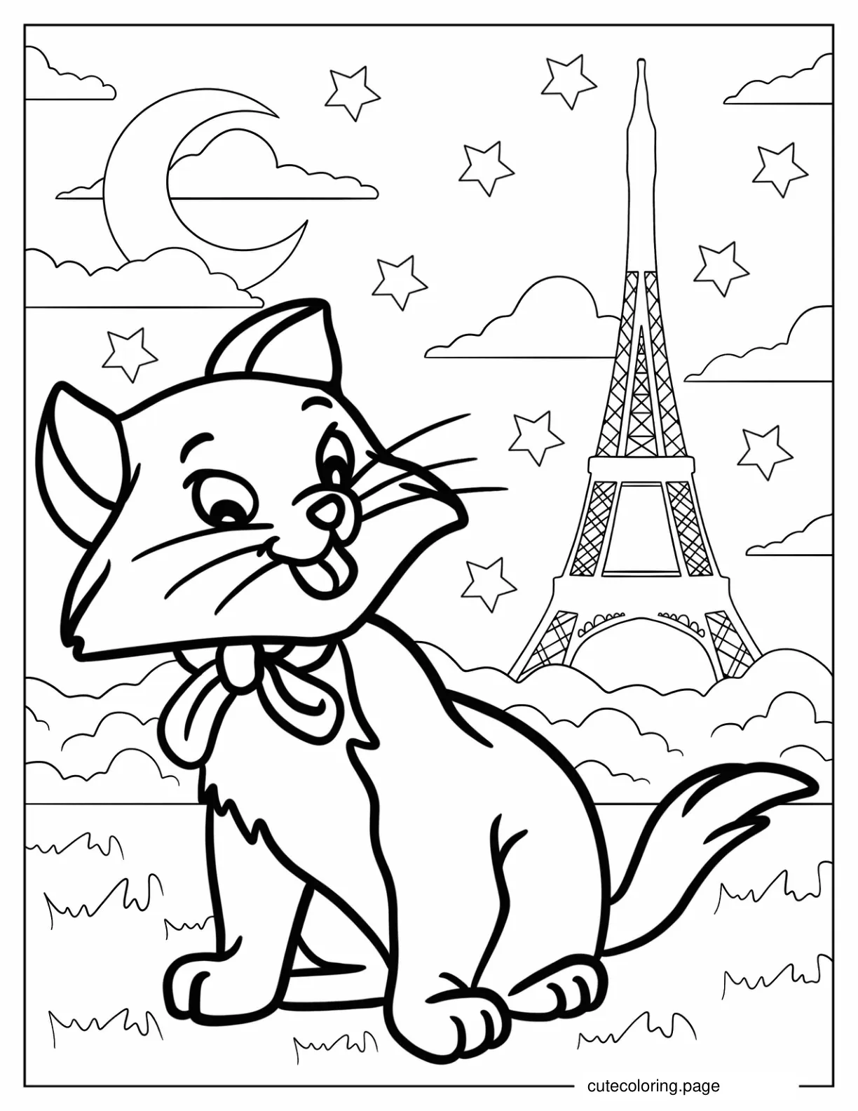 Berlioz In Front Of Eiffel Tower Coloring Sheet coloring page