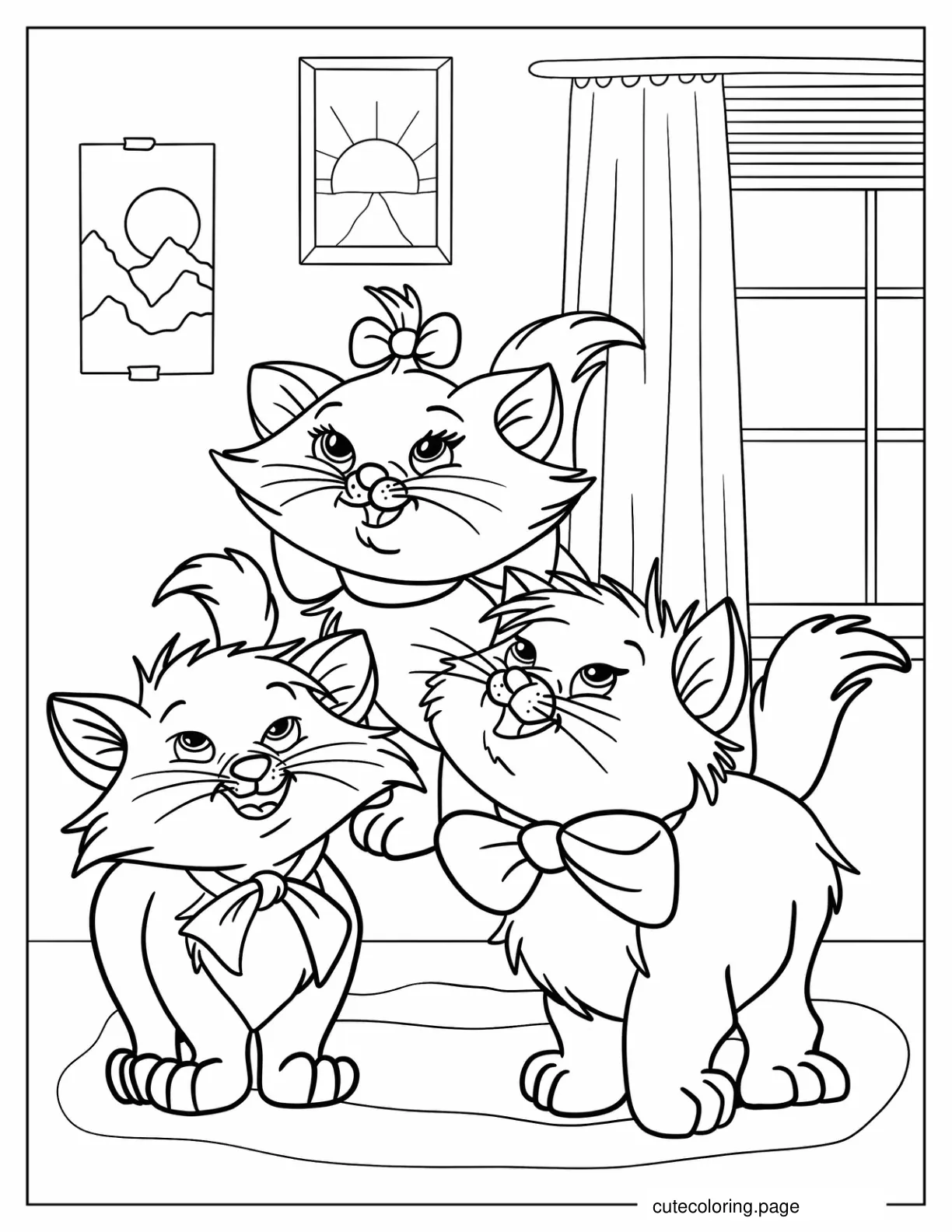 Berlioz Marie and Toulouse In The Living Room coloring page