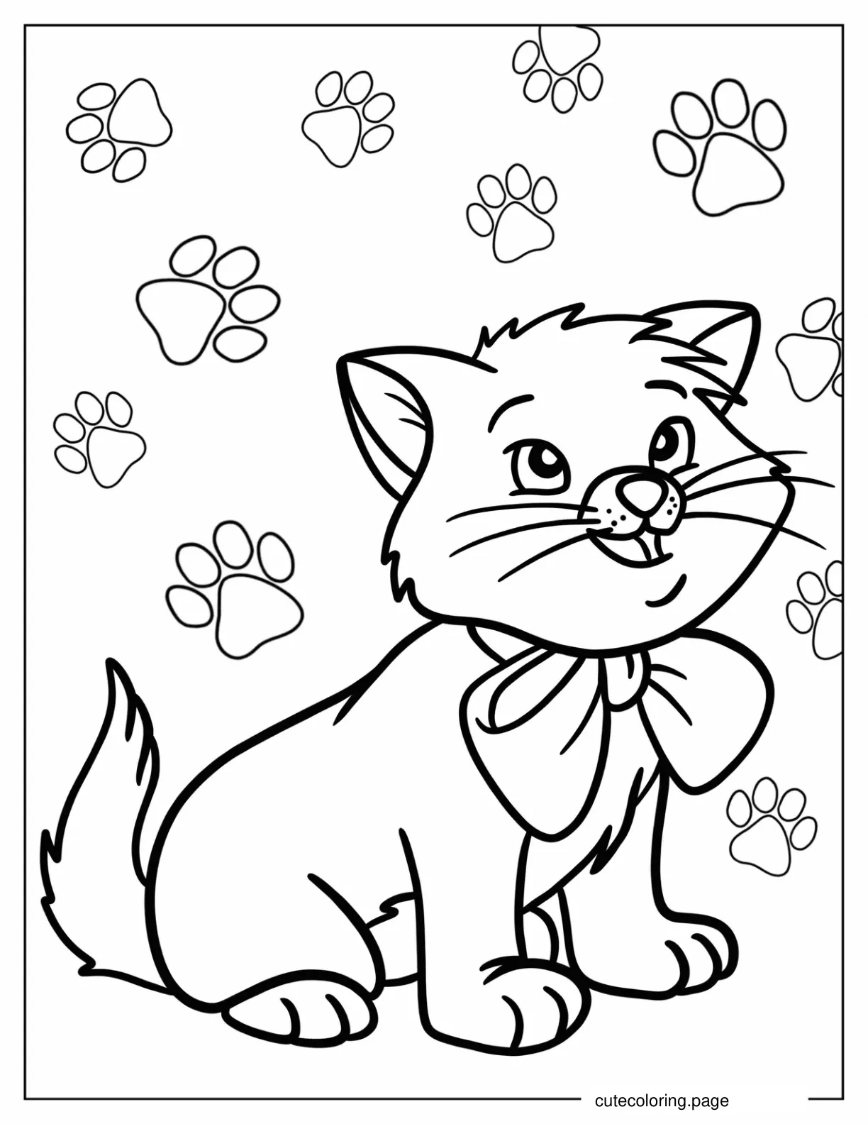 Berlioz Smiling While Wearing Bow Coloring Page coloring page