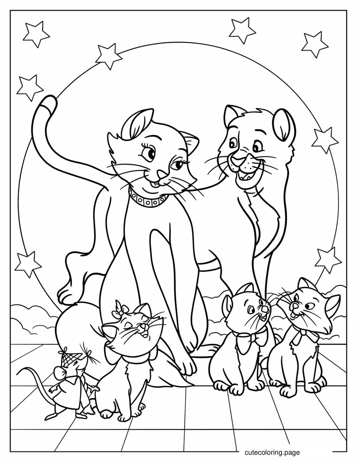 Duchess And Thomas With Kittens and Roquefort coloring page