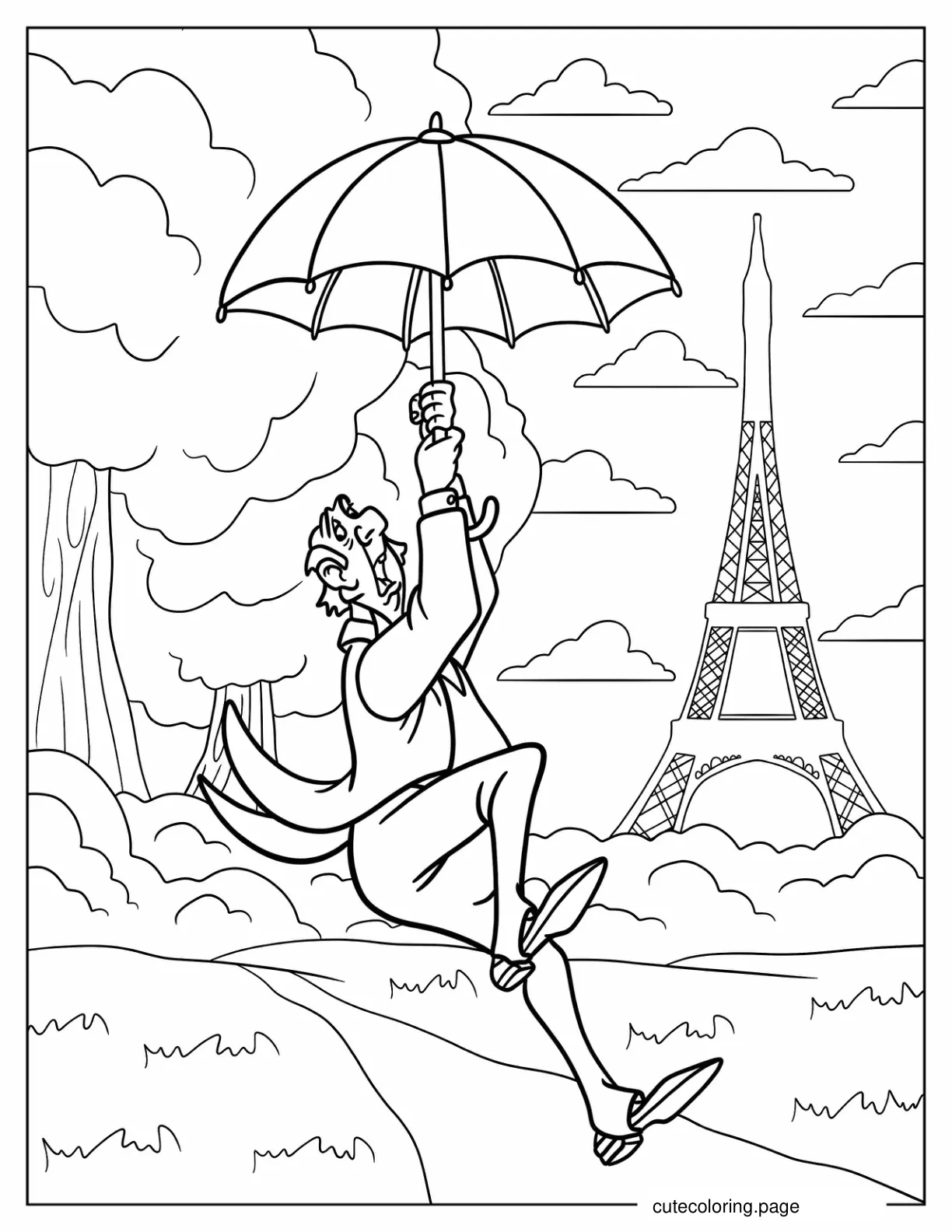 Edgar Balthazar Holding Onto Umbrella coloring page