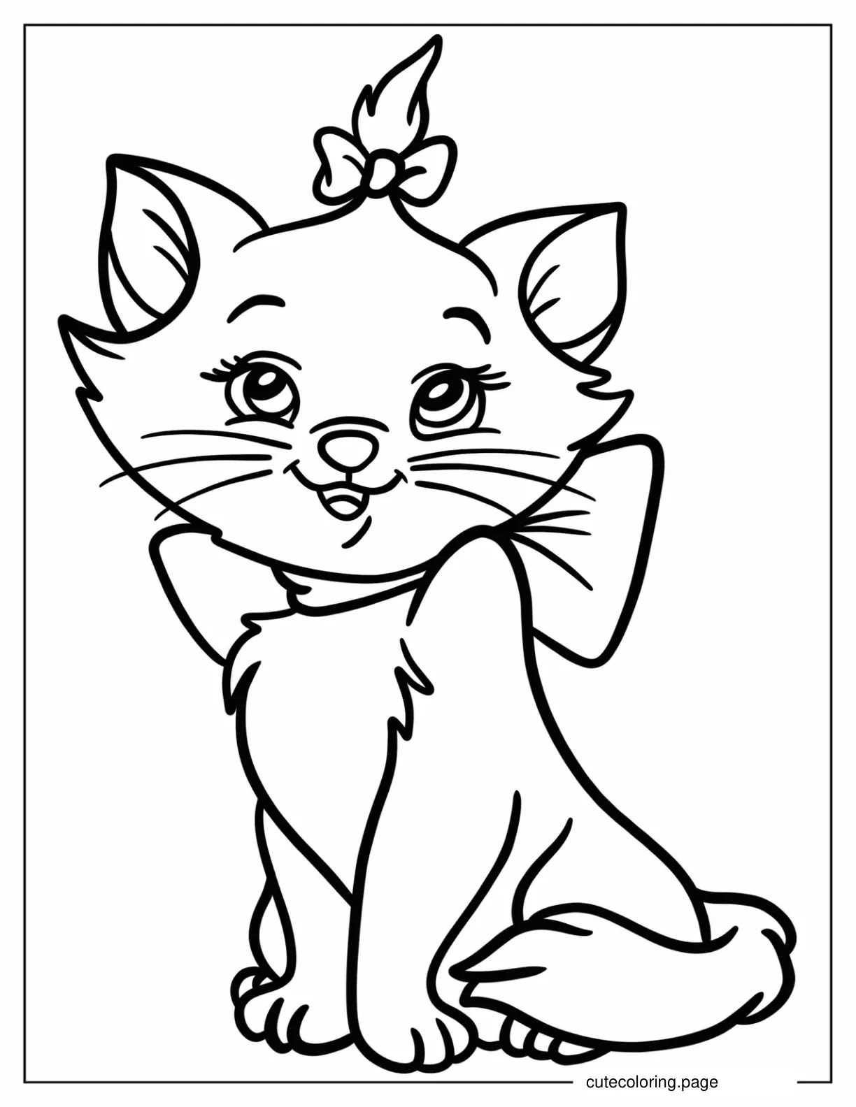 Kawaii Marie Aristocats Kitten Coloring Sheet For Kids coloring page