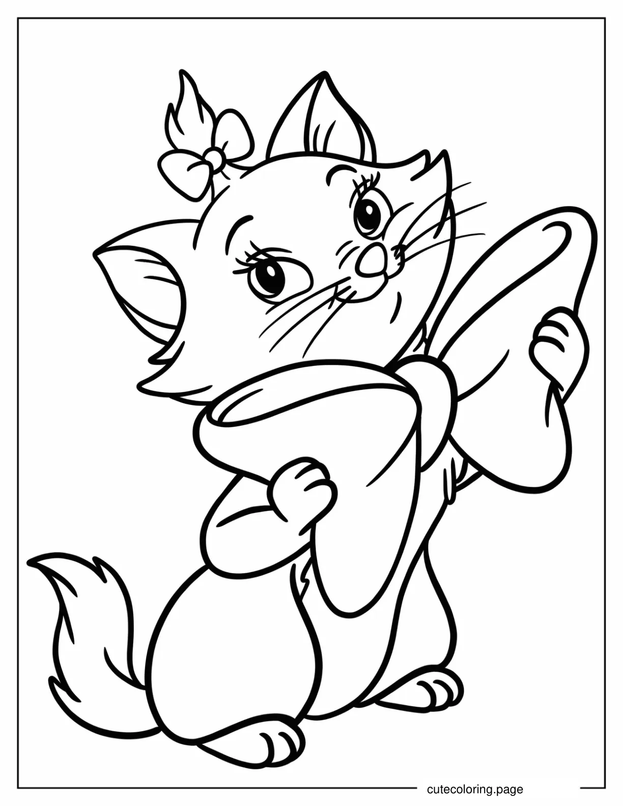 Kawaii Marie Wearing Large Bow Coloring Sheet coloring page