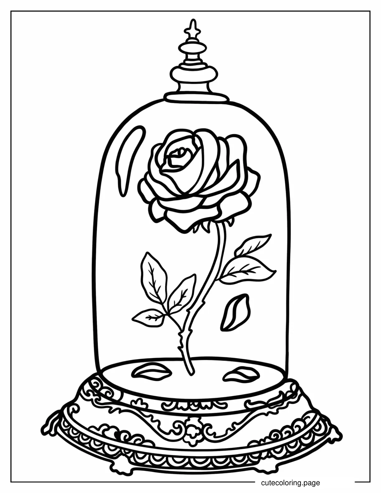 Beauty And The Beast Rose In Glass Coloring Page coloring page