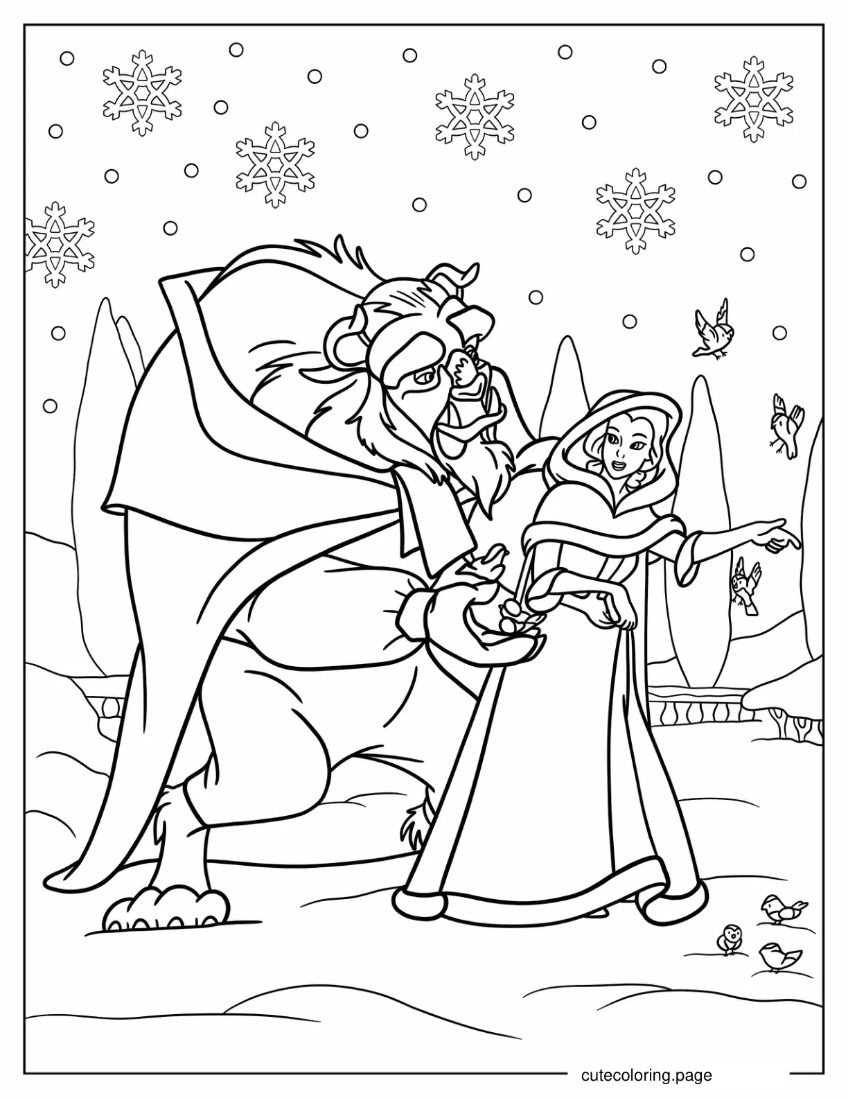 Christmas Coloring Sheet Of Beauty And The Beast coloring page