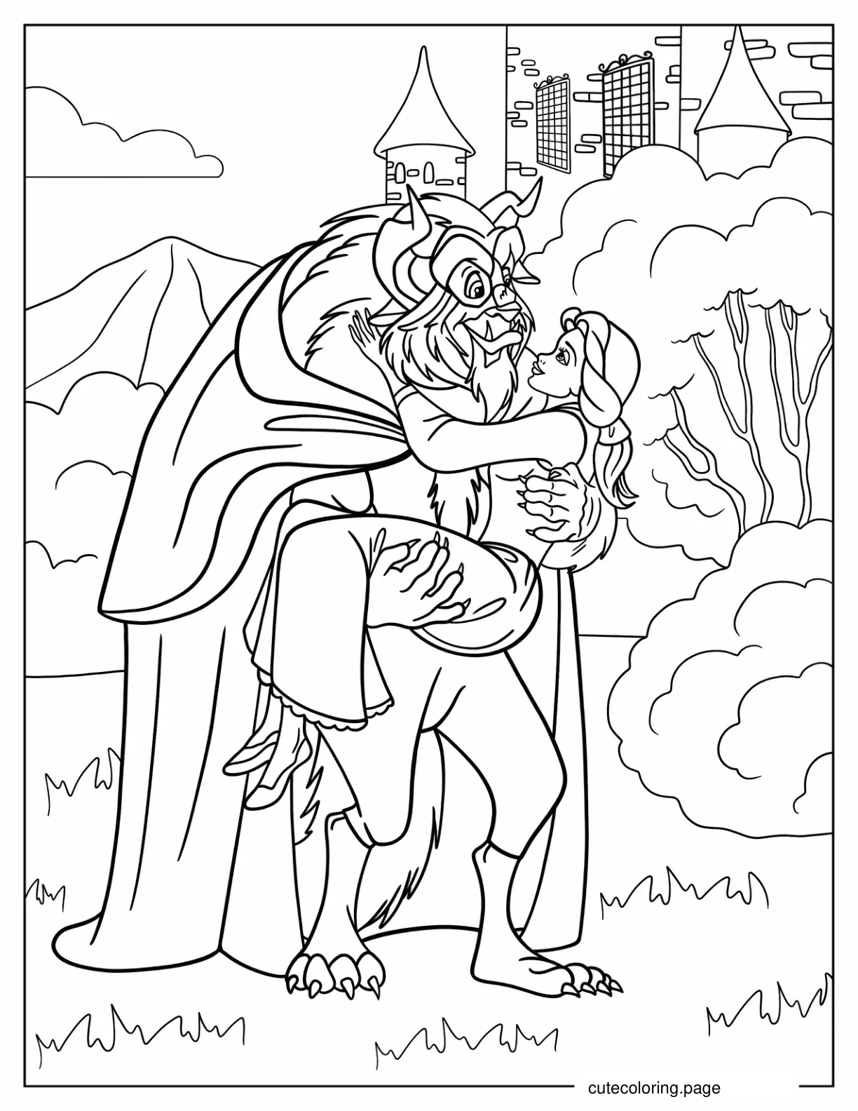 Coloring Page Of Belle And Beast coloring page