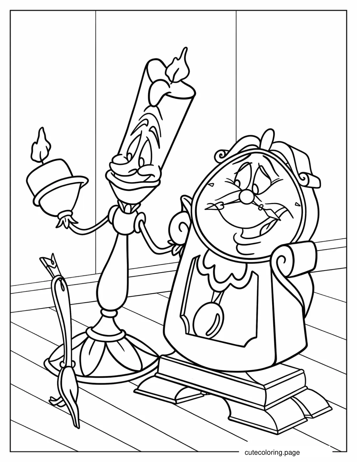 Lumiere And Cogsworth coloring page