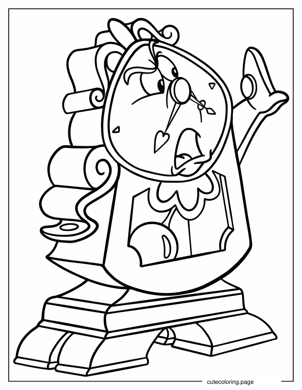 Outline Of Cogsworth Coloring Sheet For Kids coloring page