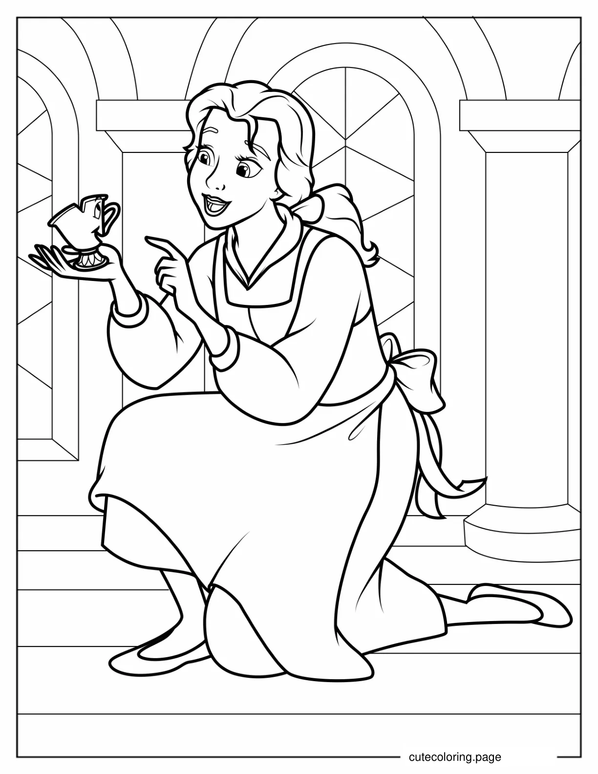 Belle Signing To Chip Coloring Page coloring page