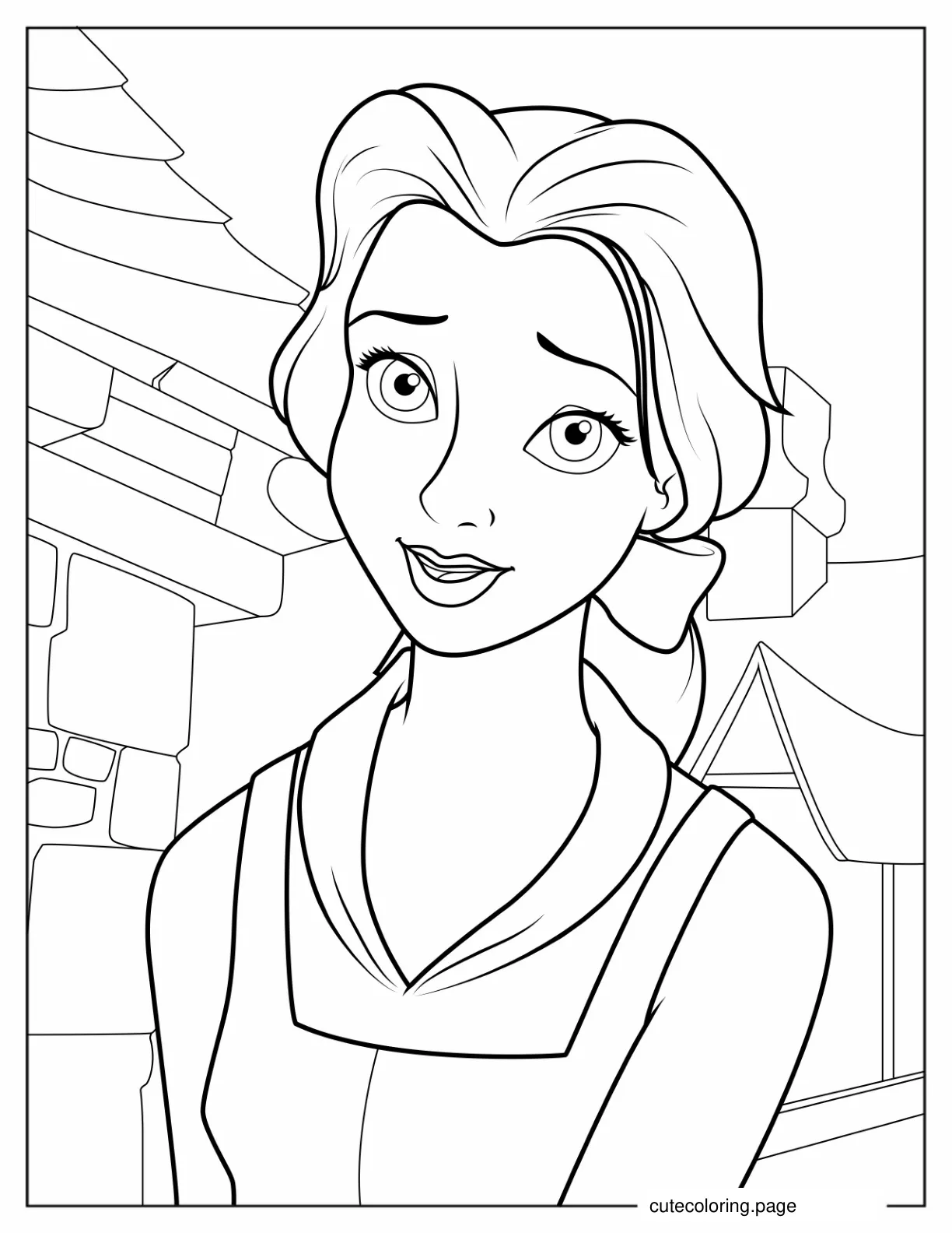 Coloring Sheet Of Belle In The Village coloring page