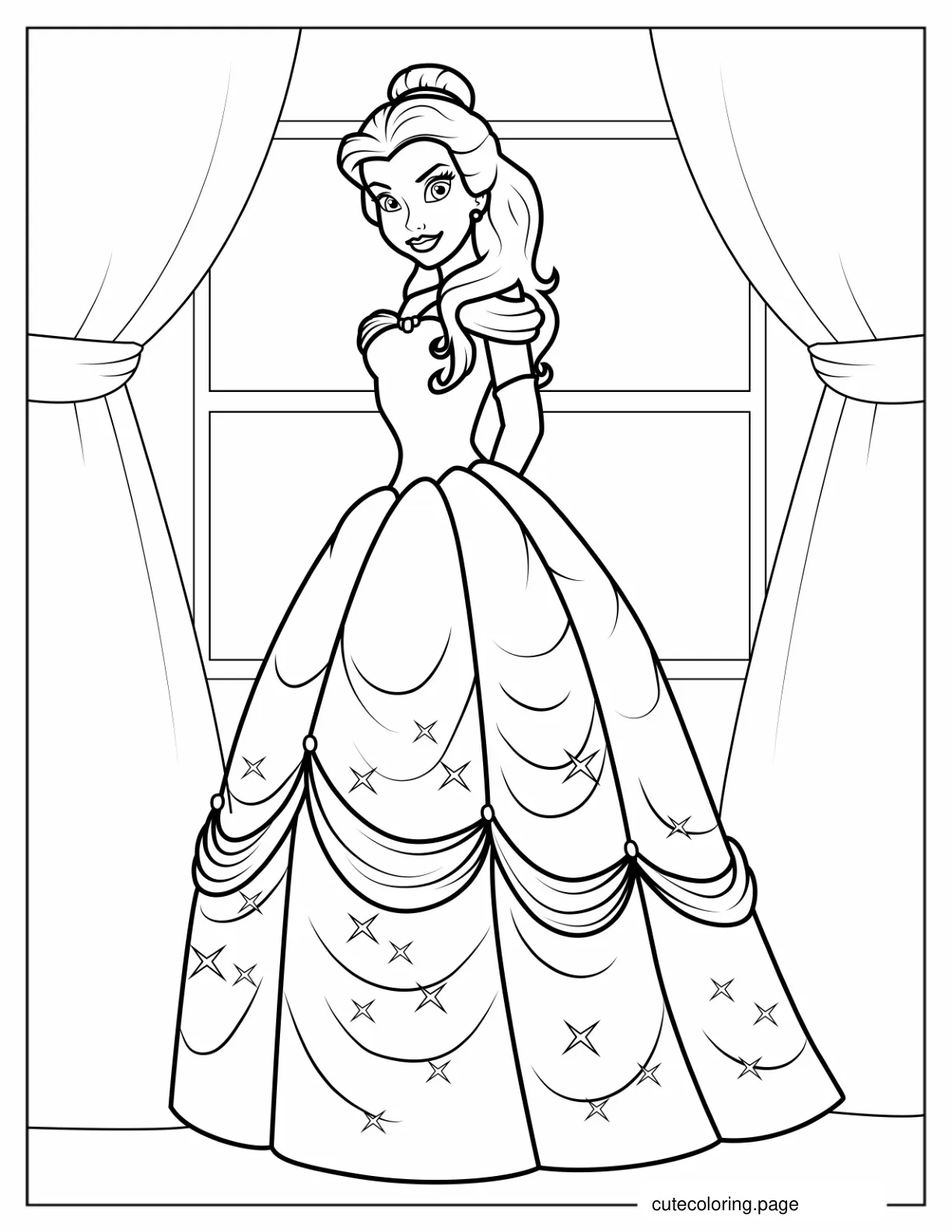 Easy Coloring Sheet Of Princess Belle coloring page