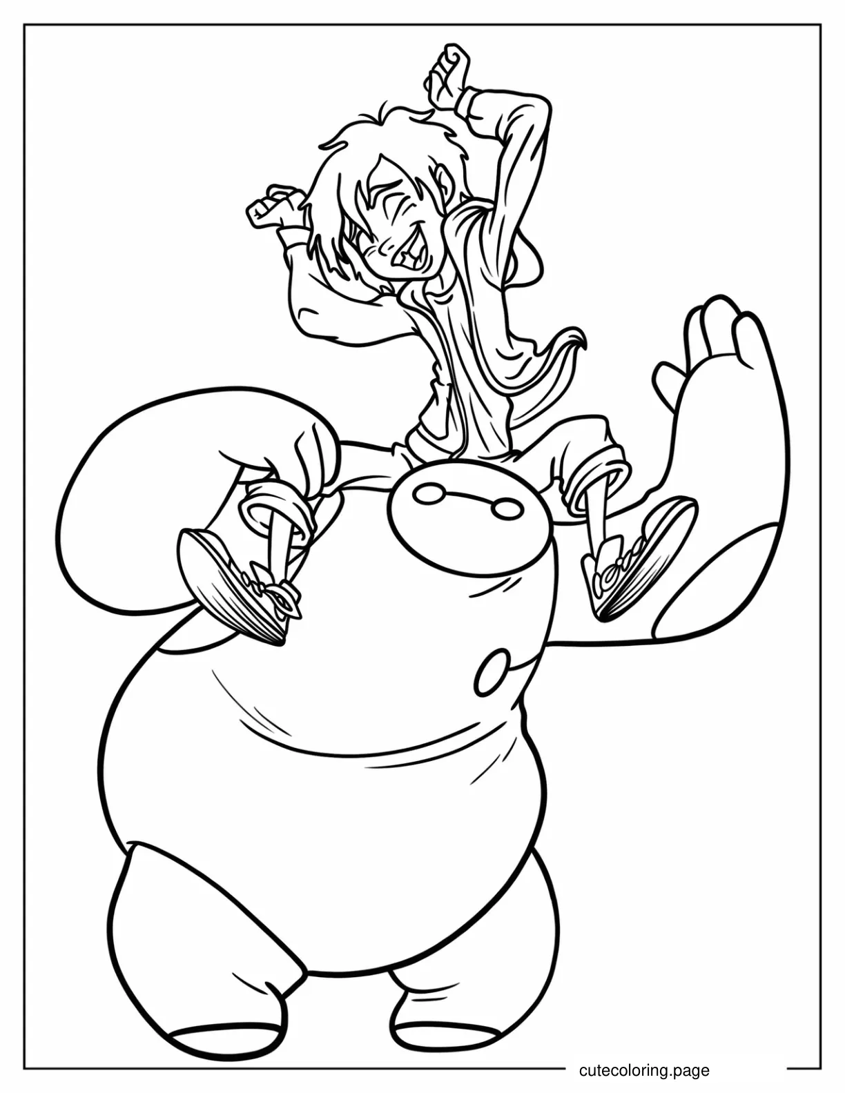 Baymax Playing With Young Hiro Coloring Page coloring page