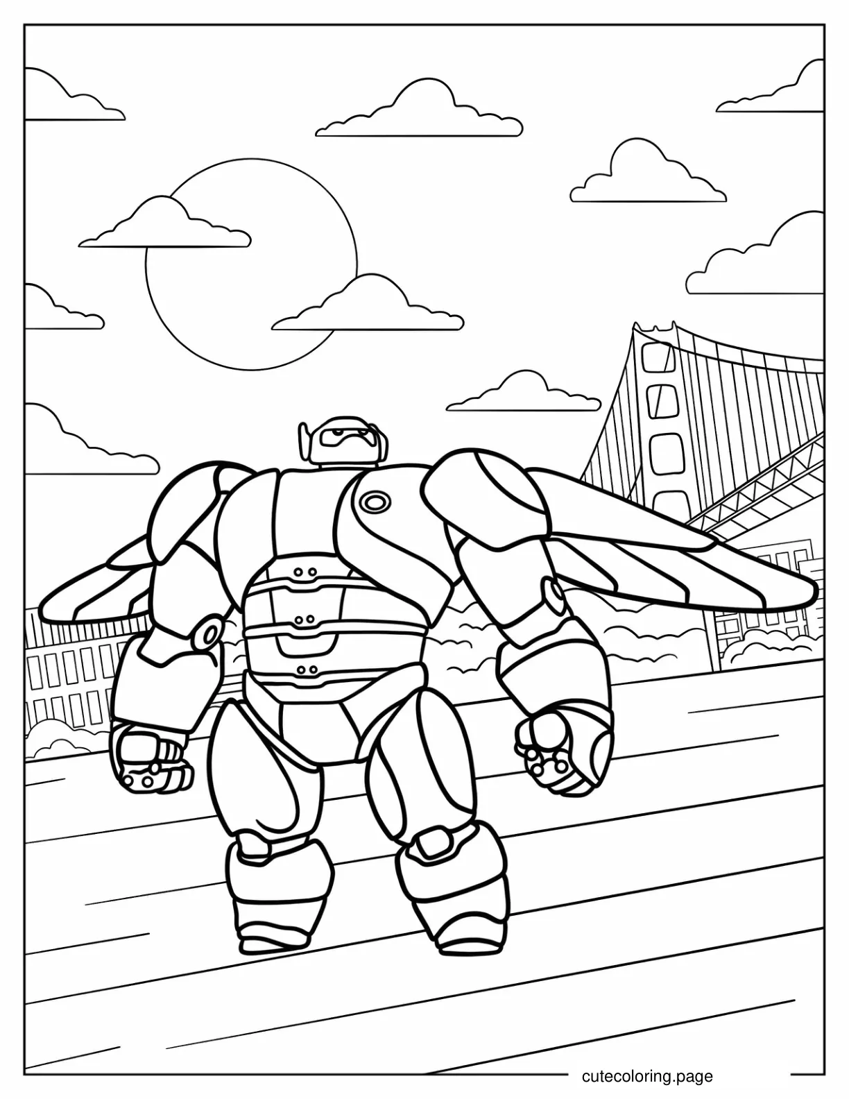 Big Hero 6 Baymax In Super Armor Coloring Page For Kids coloring page