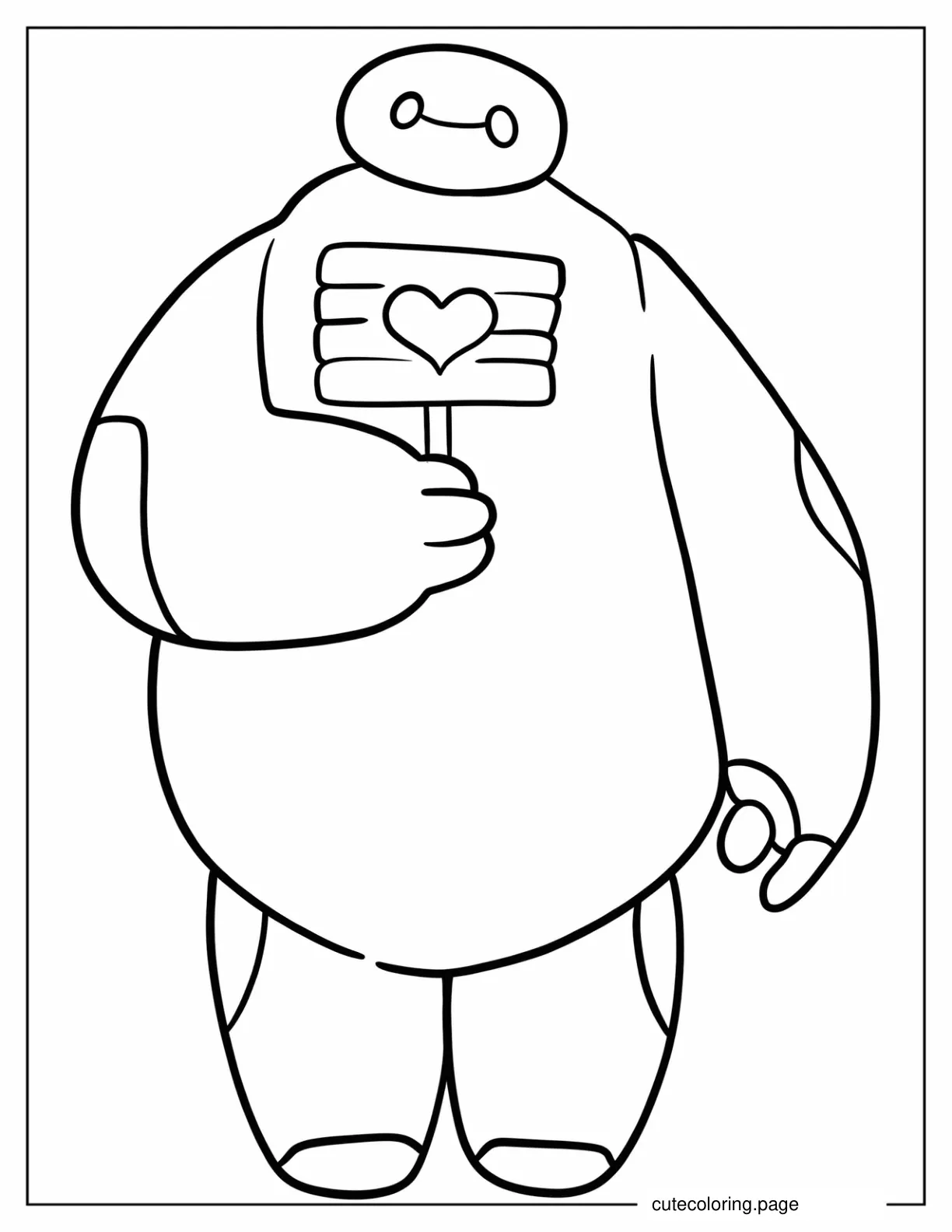 Easy Baymax Holding Peace Sign Coloring Sheet For Preschoolers coloring page