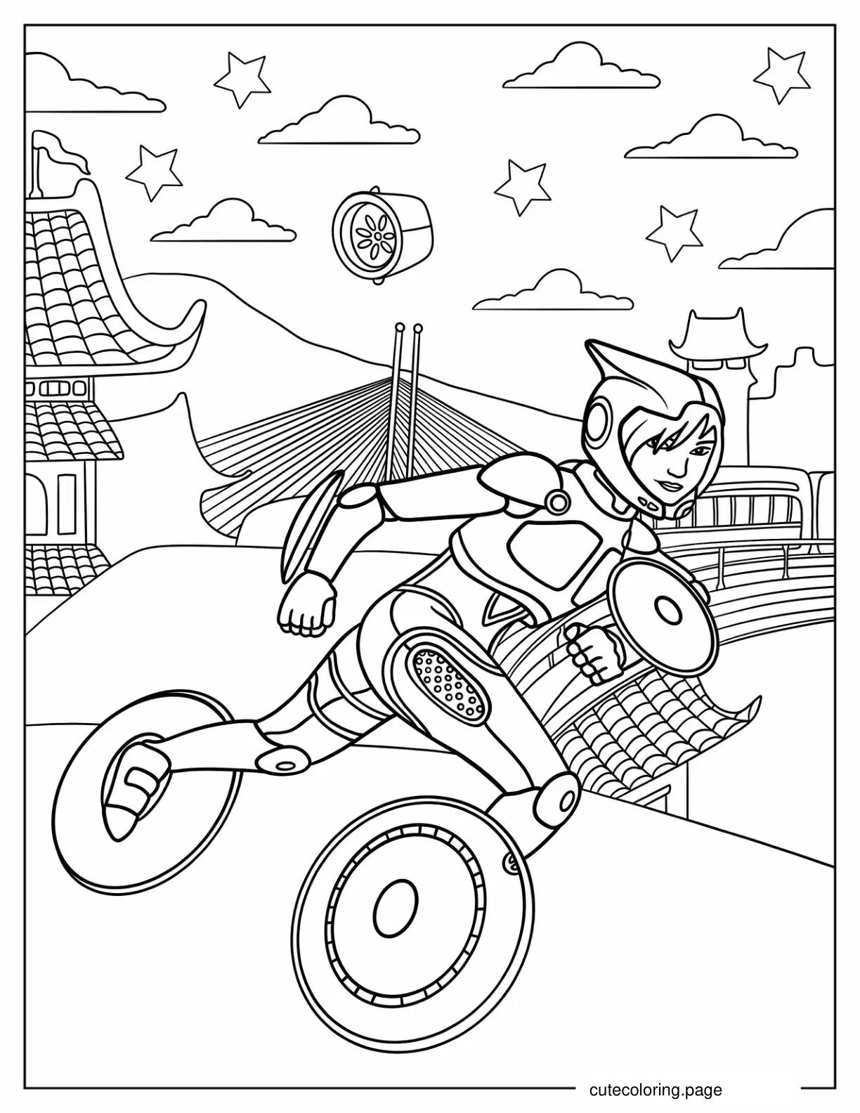 GoGo Tamago Running In Superhero Suit coloring page