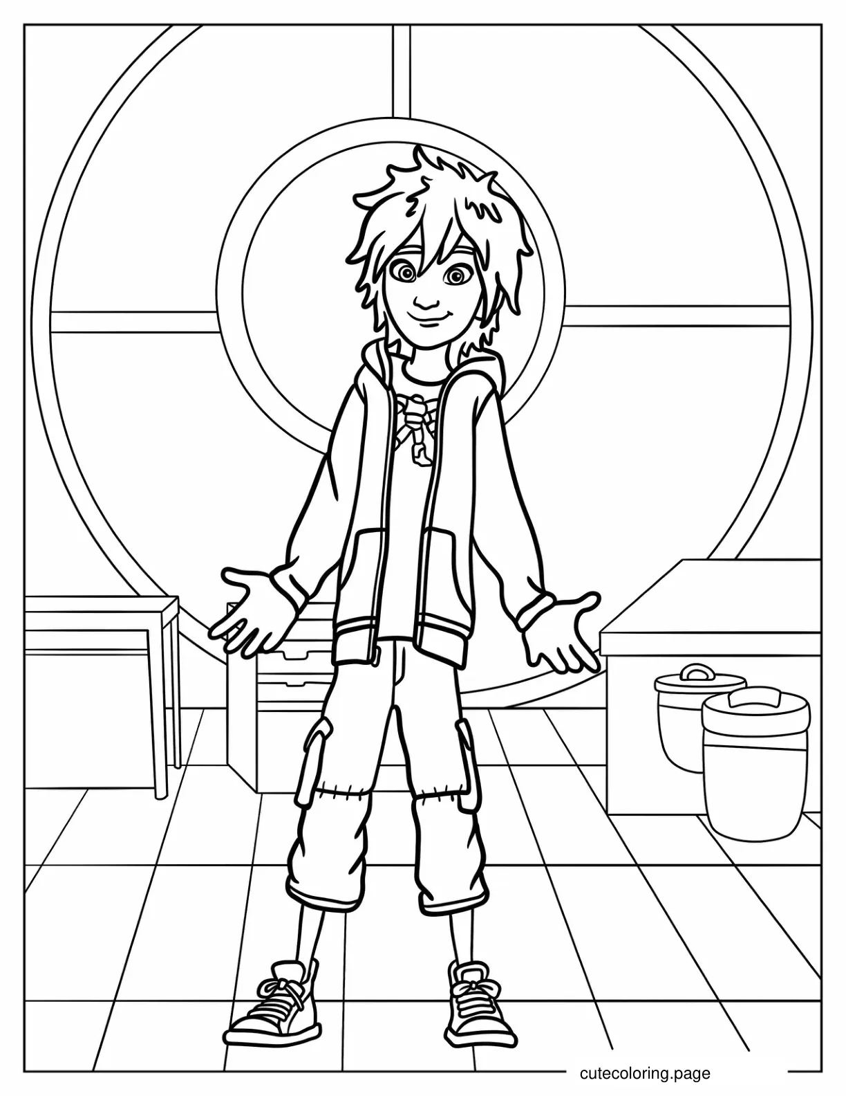 Smiling Hiro Hamada Big Hero 6 Coloring Sheet coloring page