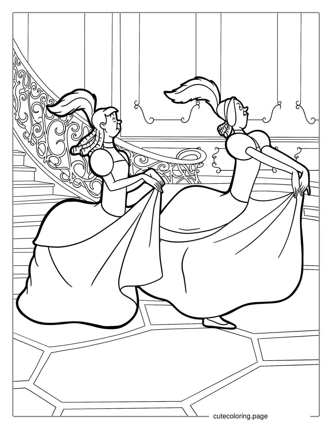 Anastasia and Drizella The Ugly Stepsisters Coloring Page coloring page