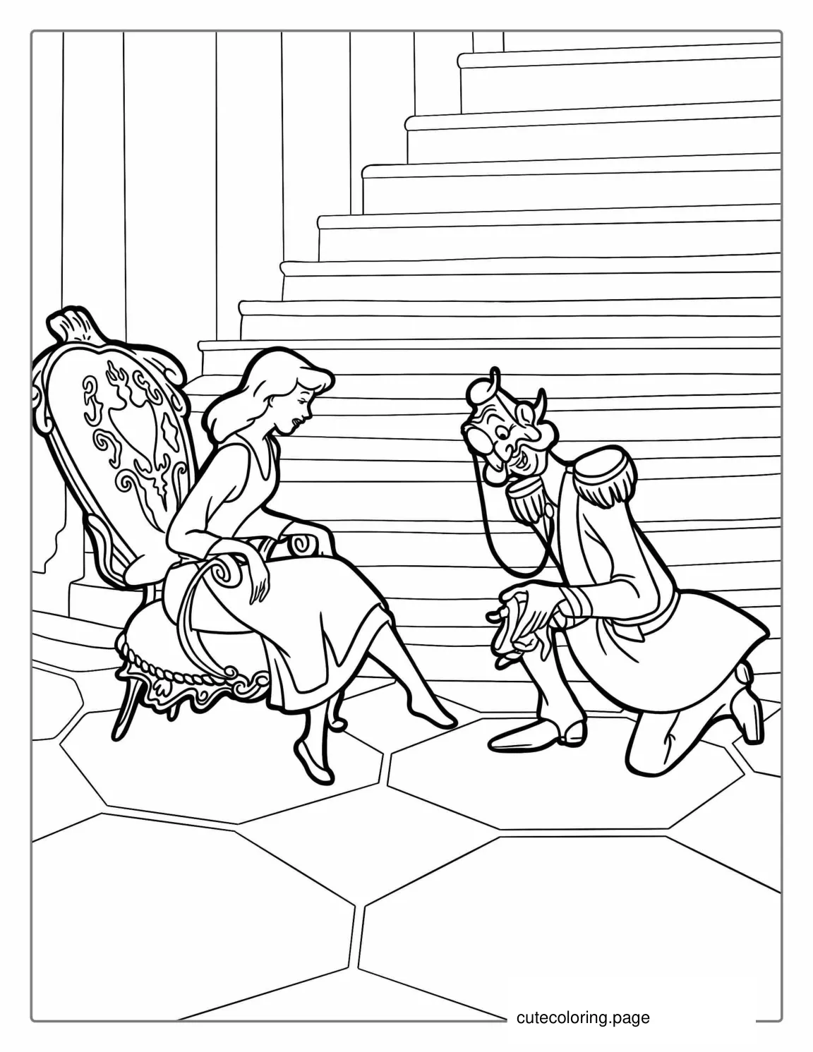 Cinderella And Grand Duke Coloring Picture coloring page