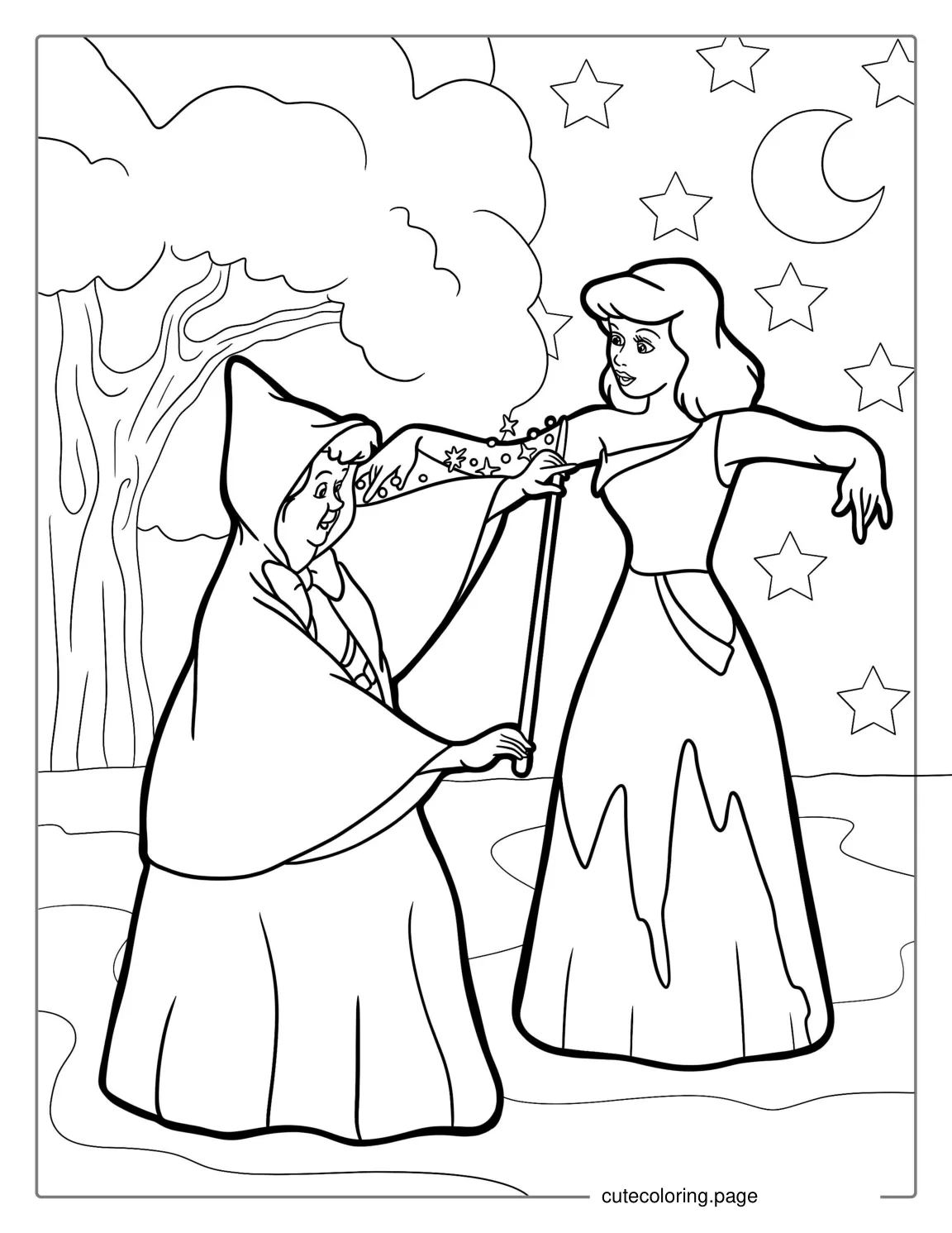 Cinderella And The Fairy Godmother Coloring Sheet coloring page