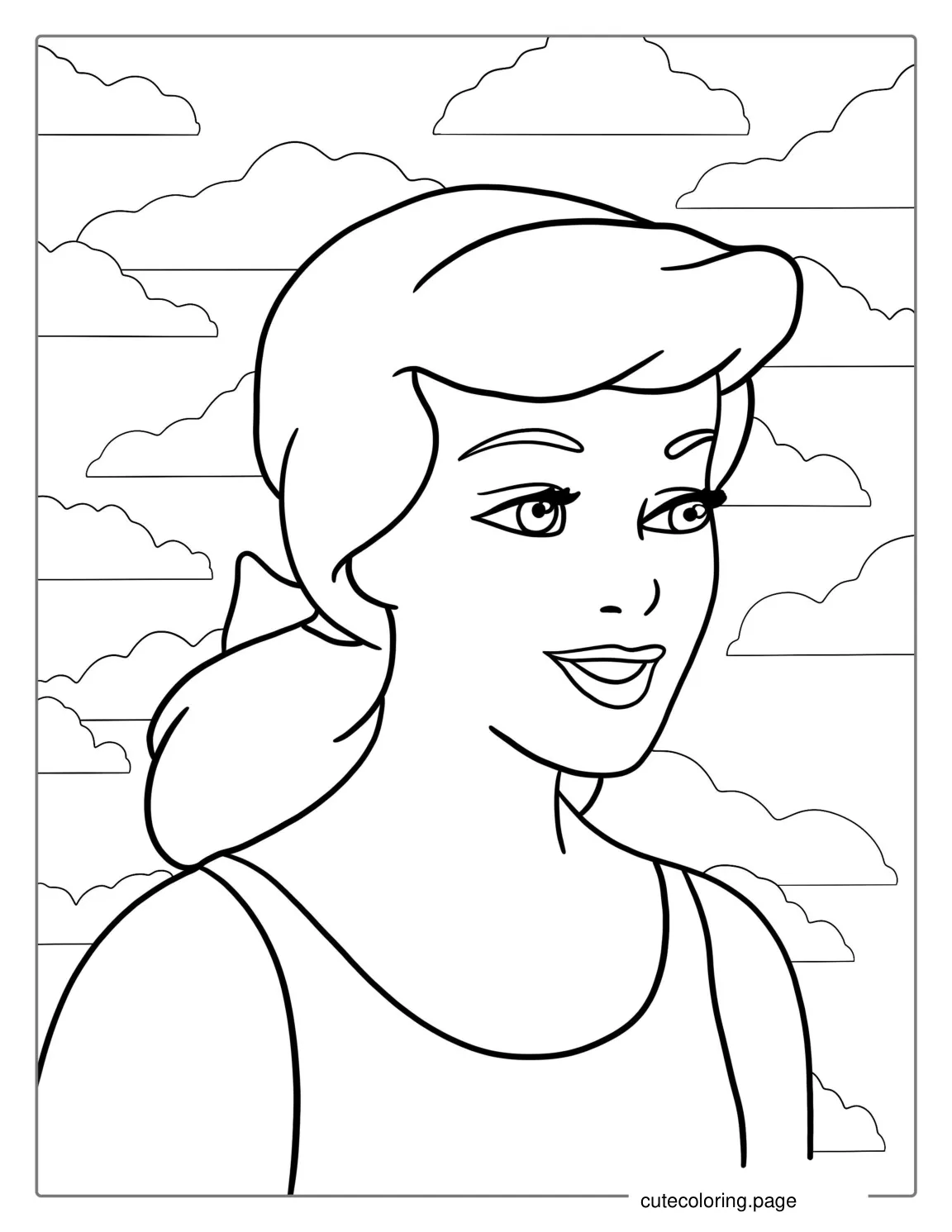 Cinderella In Normal Clothes Coloring Picture coloring page