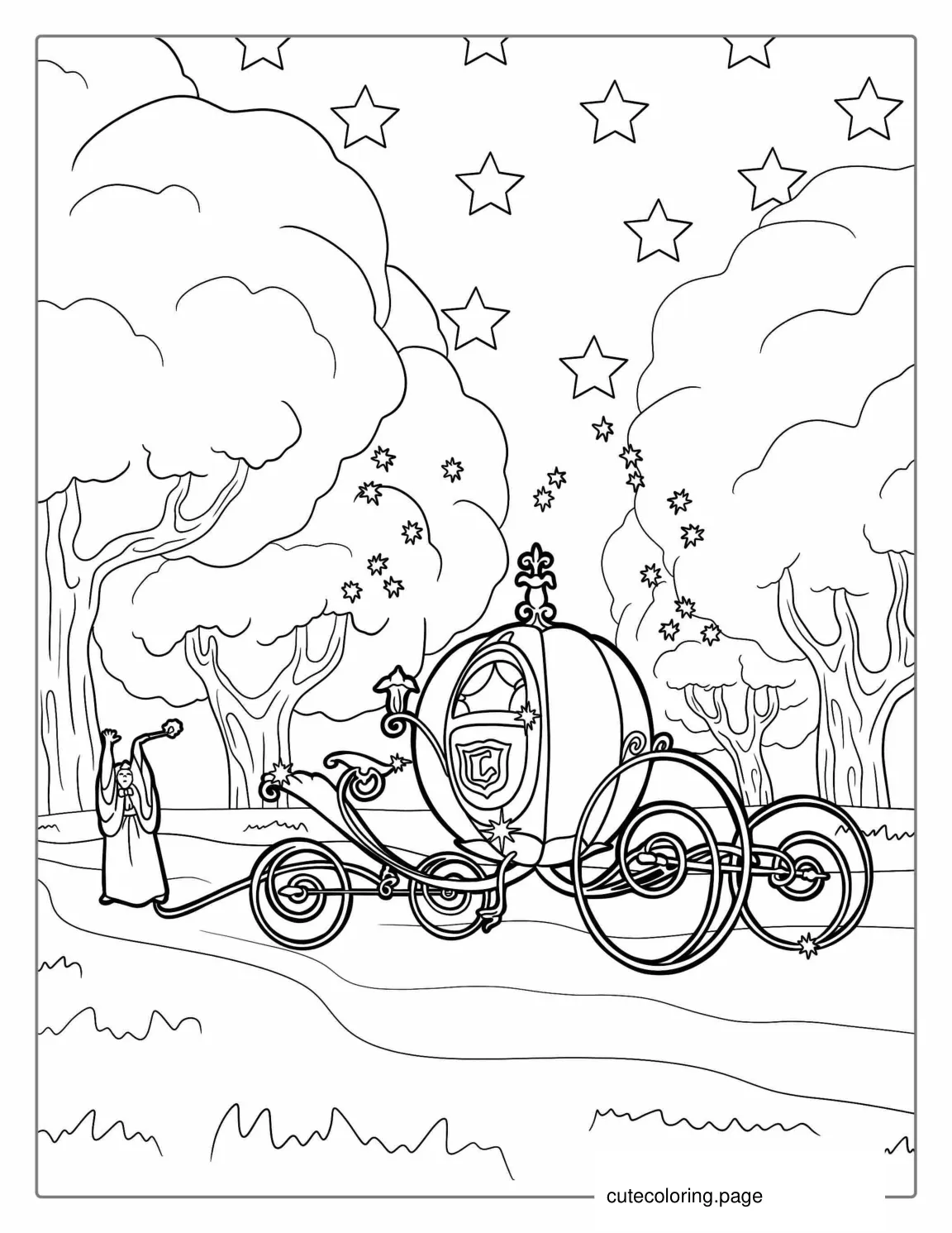 Cinderella Pumpkin Coach Coloring Sheet coloring page