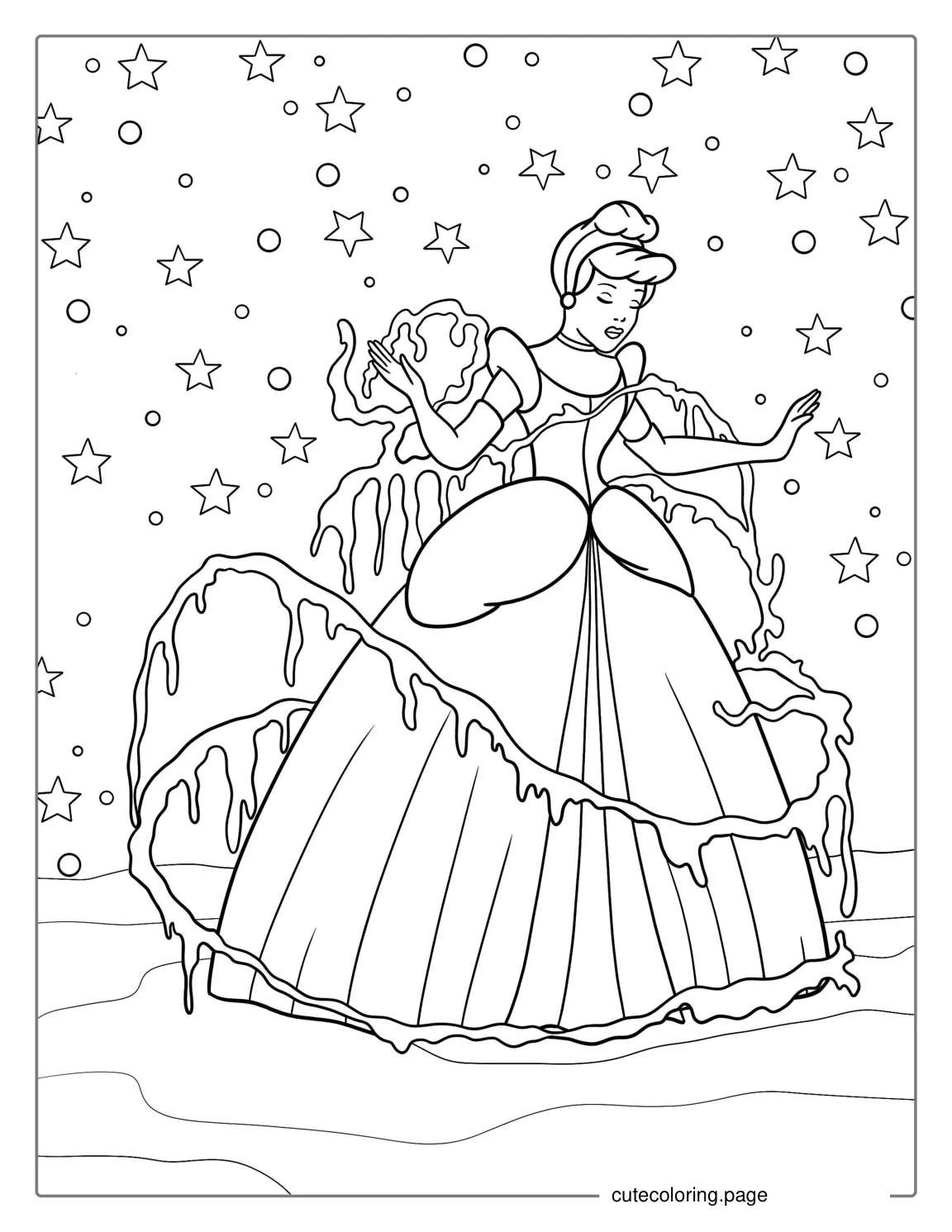 Cinderella Transforming In To a Princess Coloring Page coloring page