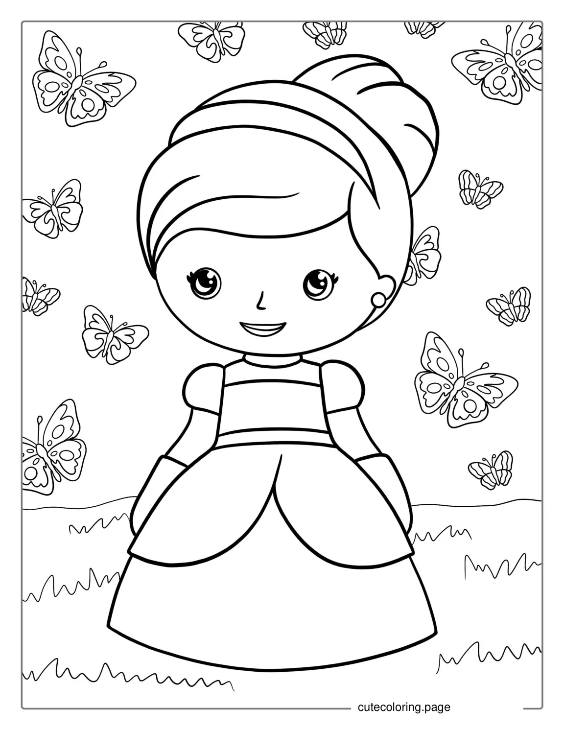 Cute Cinderella Coloring Page For Preschoolers coloring page