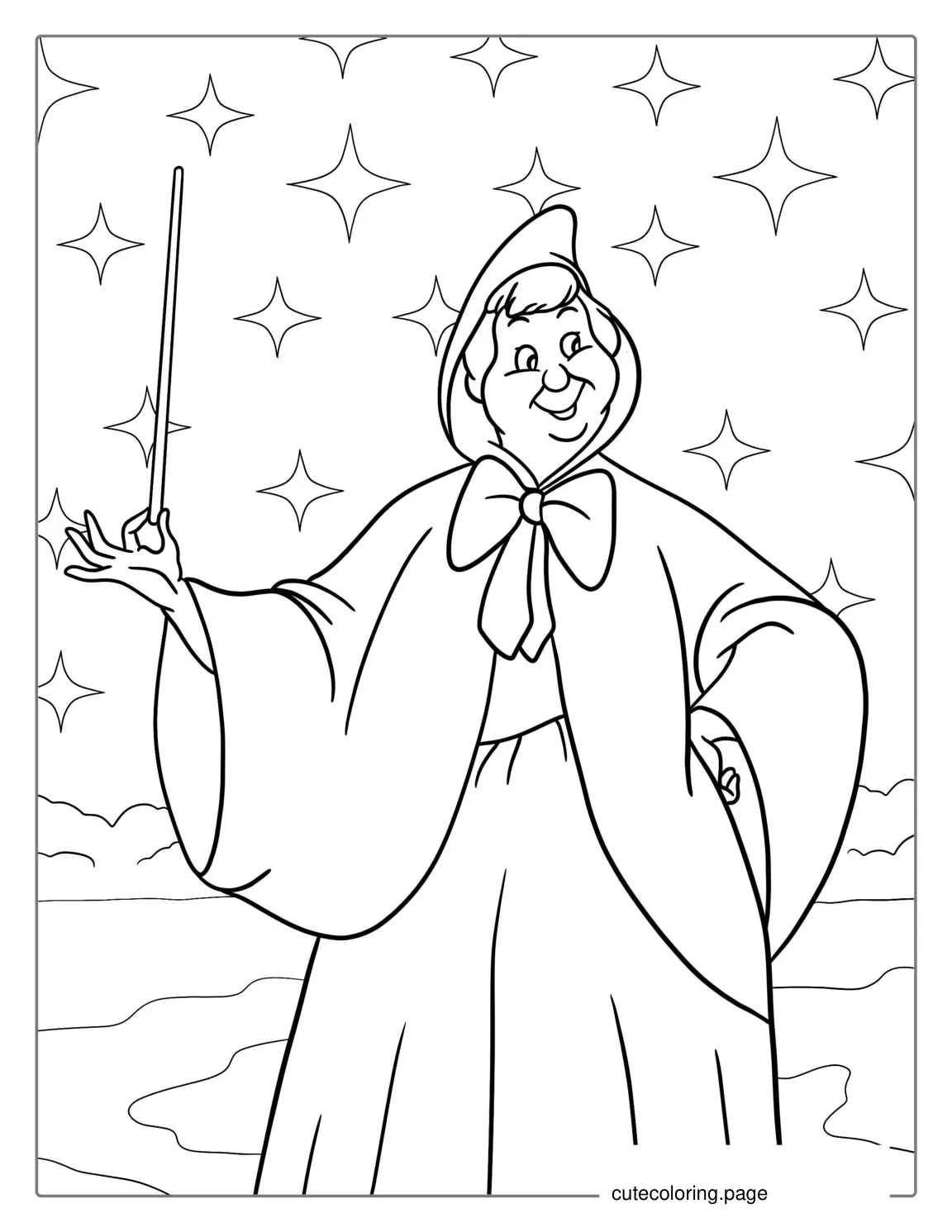 Easy Coloring Page Of The Fairy Godmother coloring page