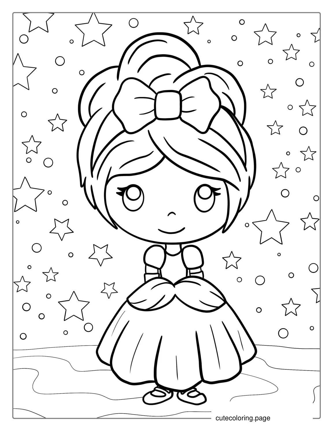 Easy Outline Of Cinderella To Color For Preschoolers coloring page