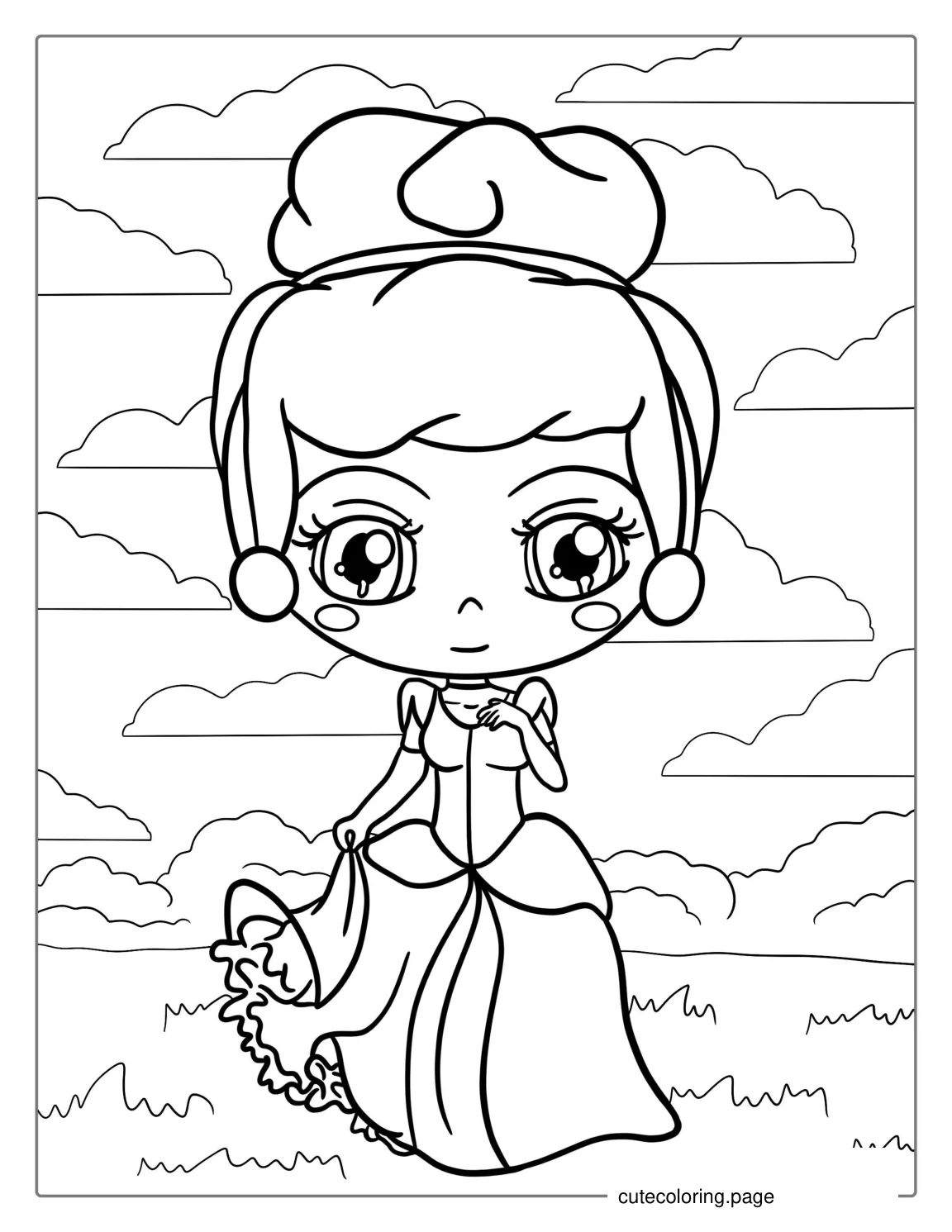 Kawaii Themed Cinderella Coloring Picture coloring page