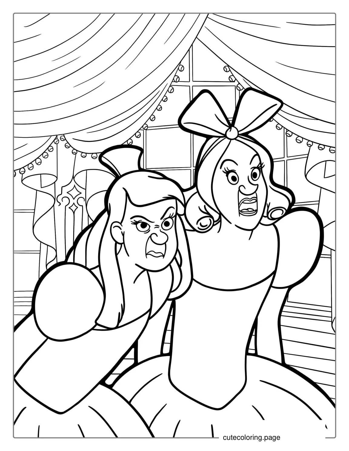 The Wicked Stepsisters From Cinderella Coloring Sheet coloring page